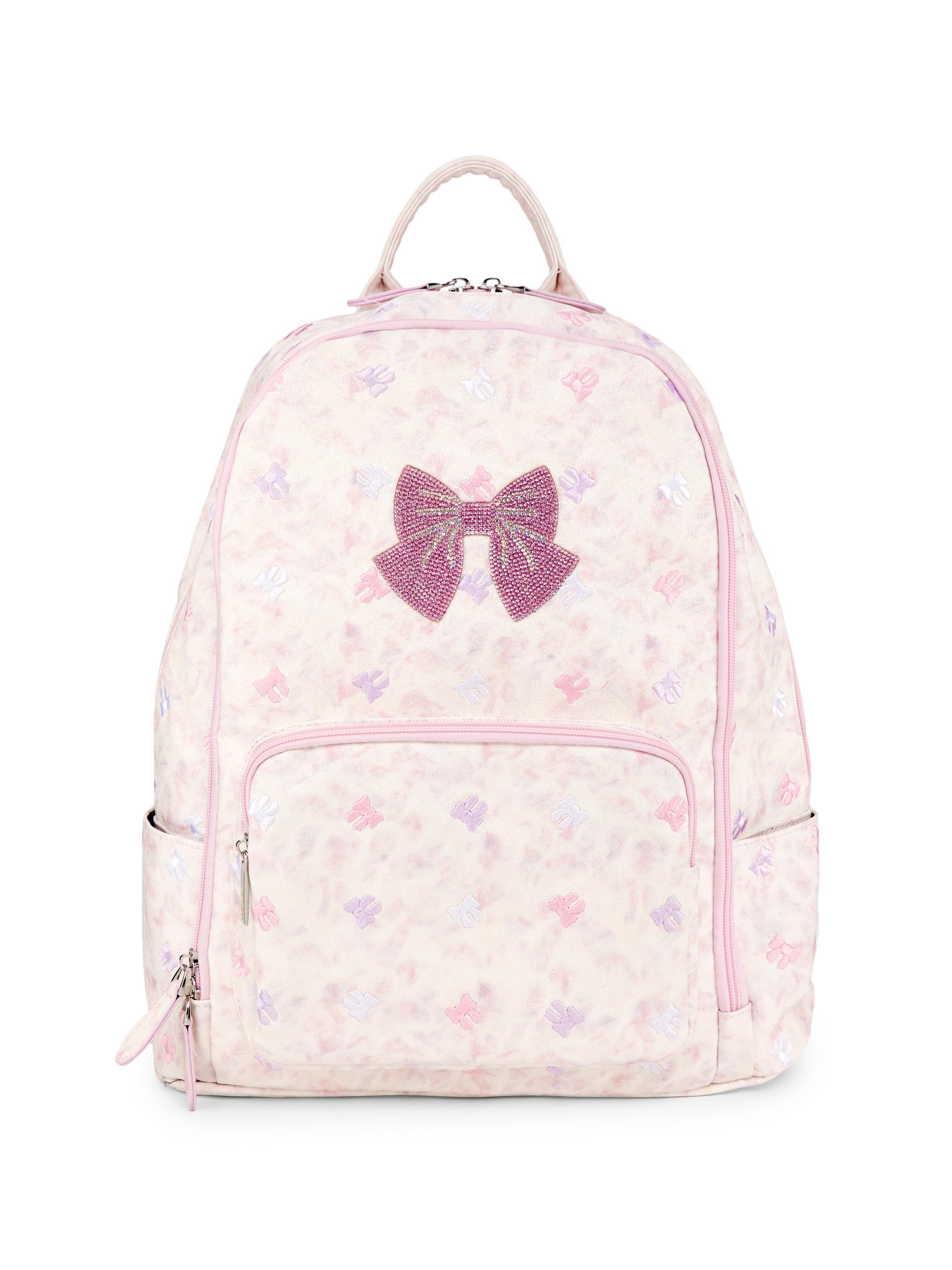 Bari Lynn Girl's Crystal-Embellished Bow Backpack - Pink