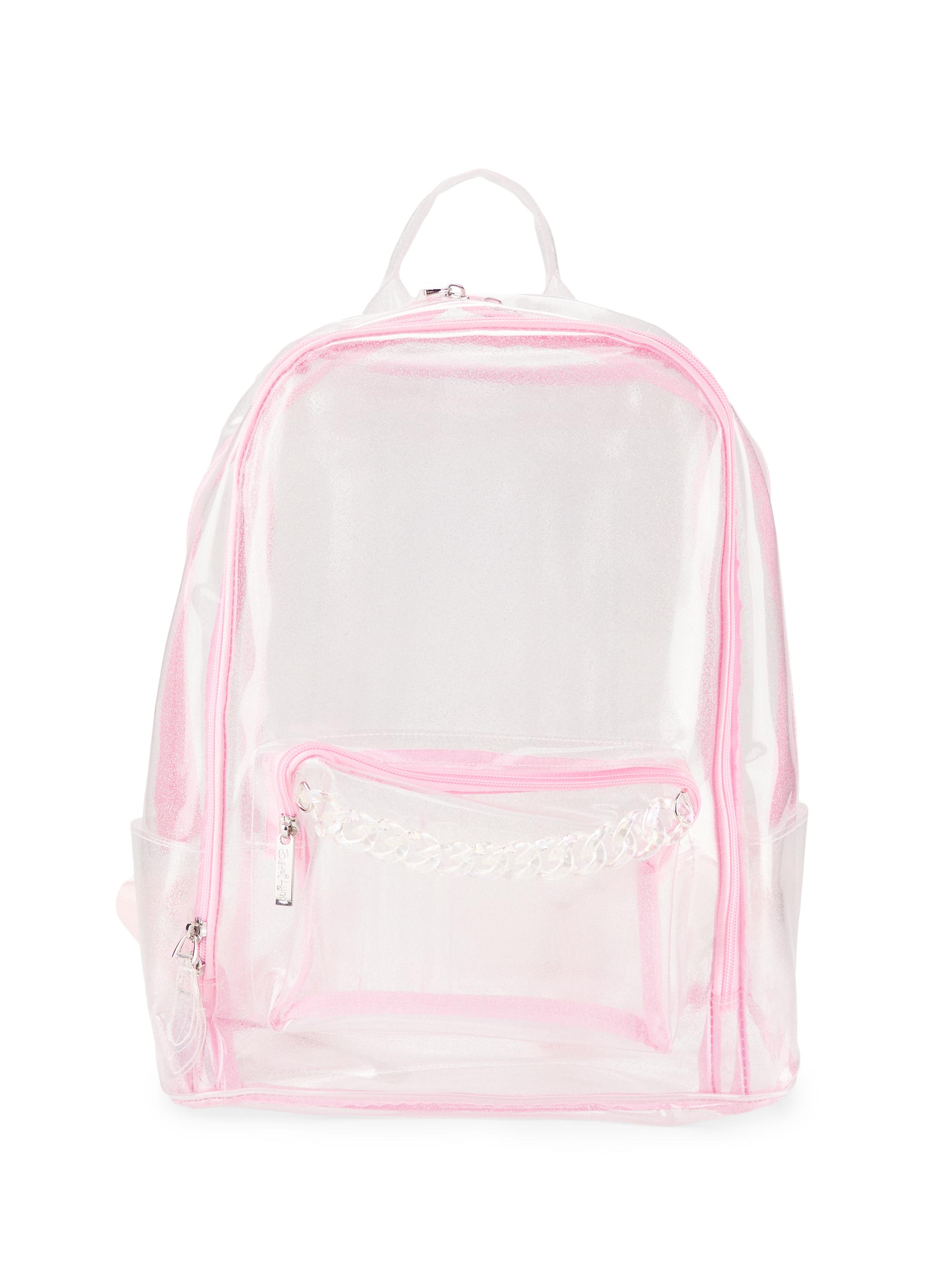 Bari Lynn Girl's Translucent Glitter Backpack - Clear Pink