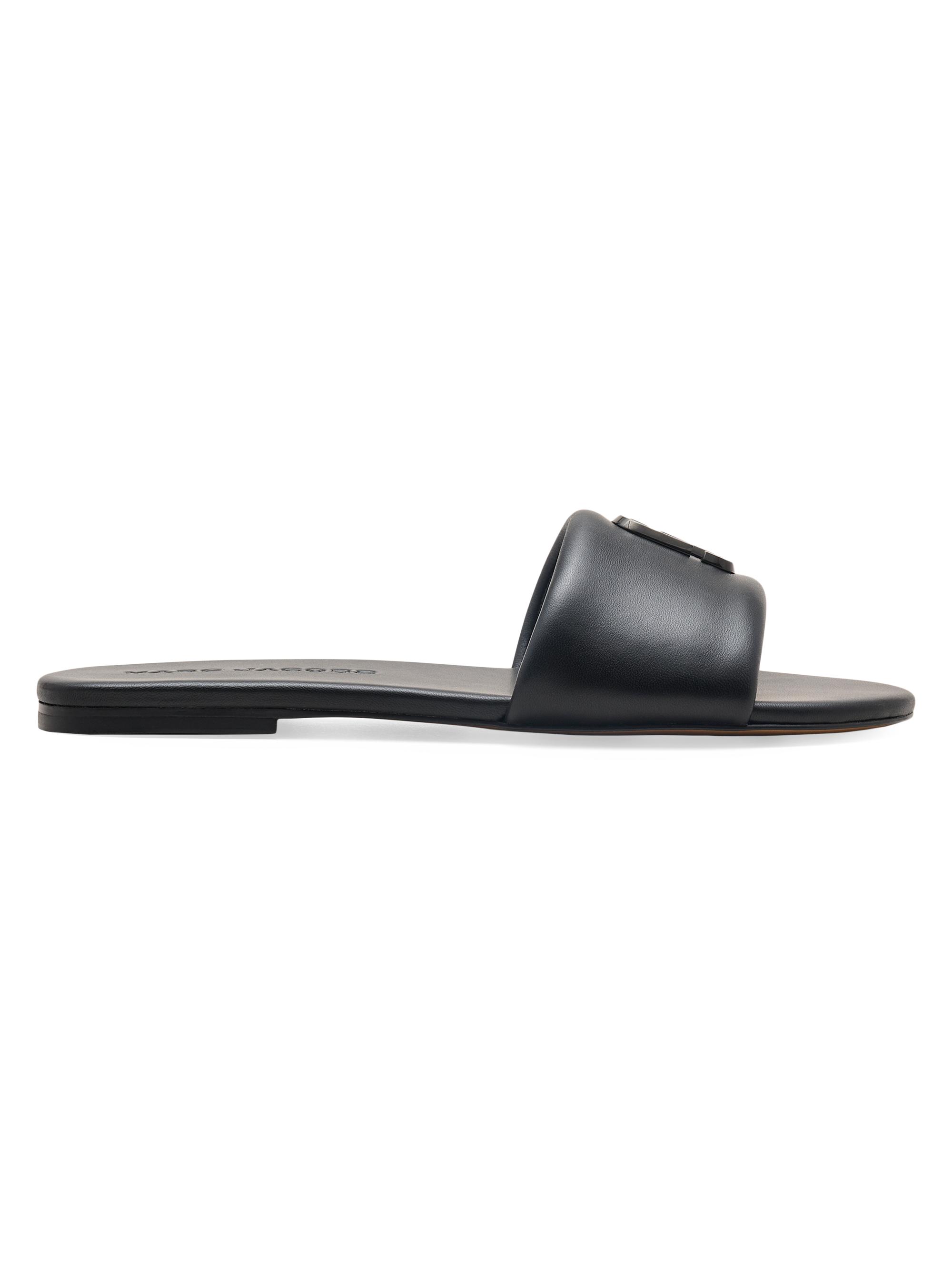 Marc Jacobs Women's The Snapshot Leather Slides - Black  Sandals