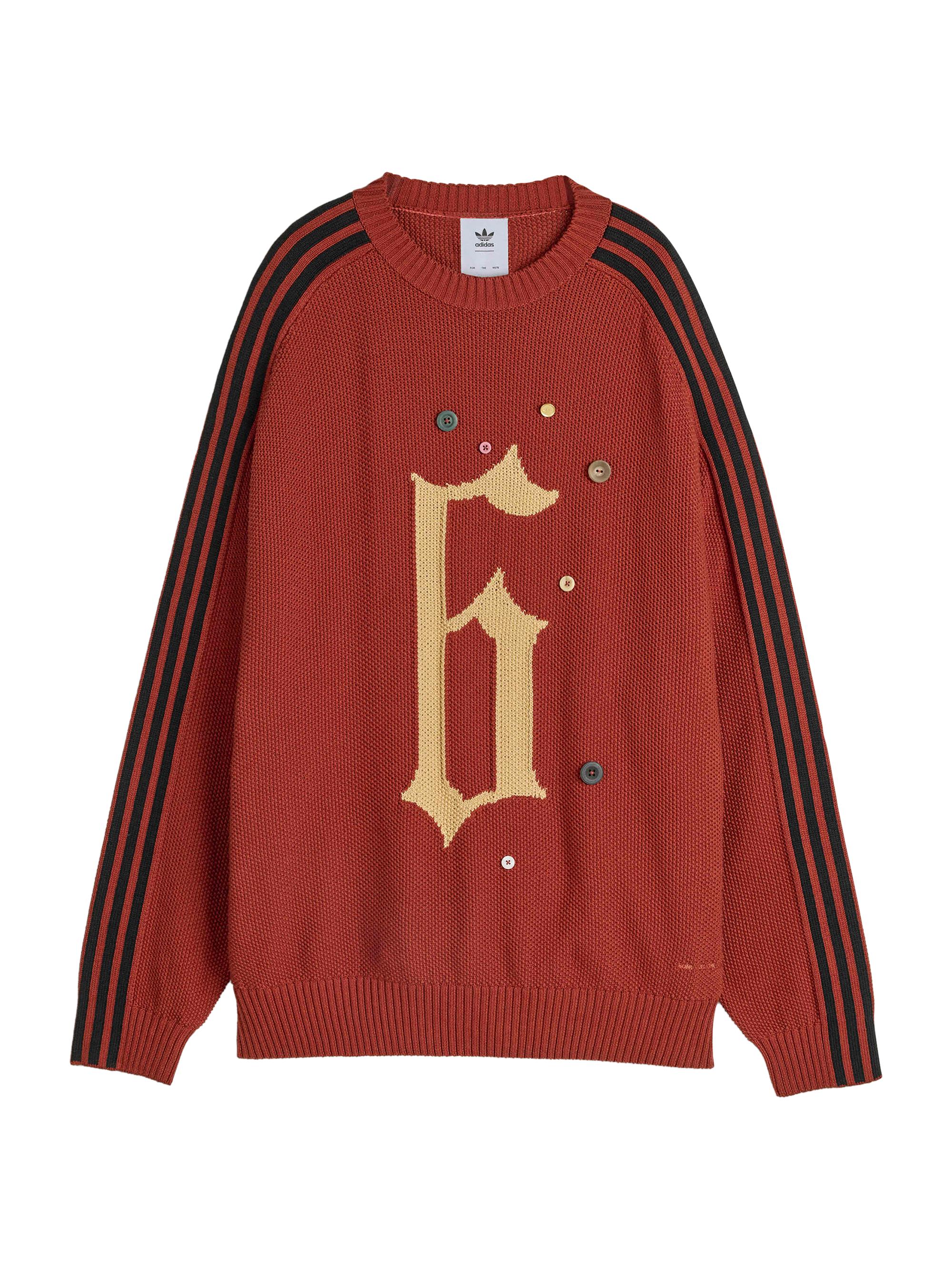 suu adidas adidas x SFTM ADI006 Button-Detail Cotton Crewneck Sweater