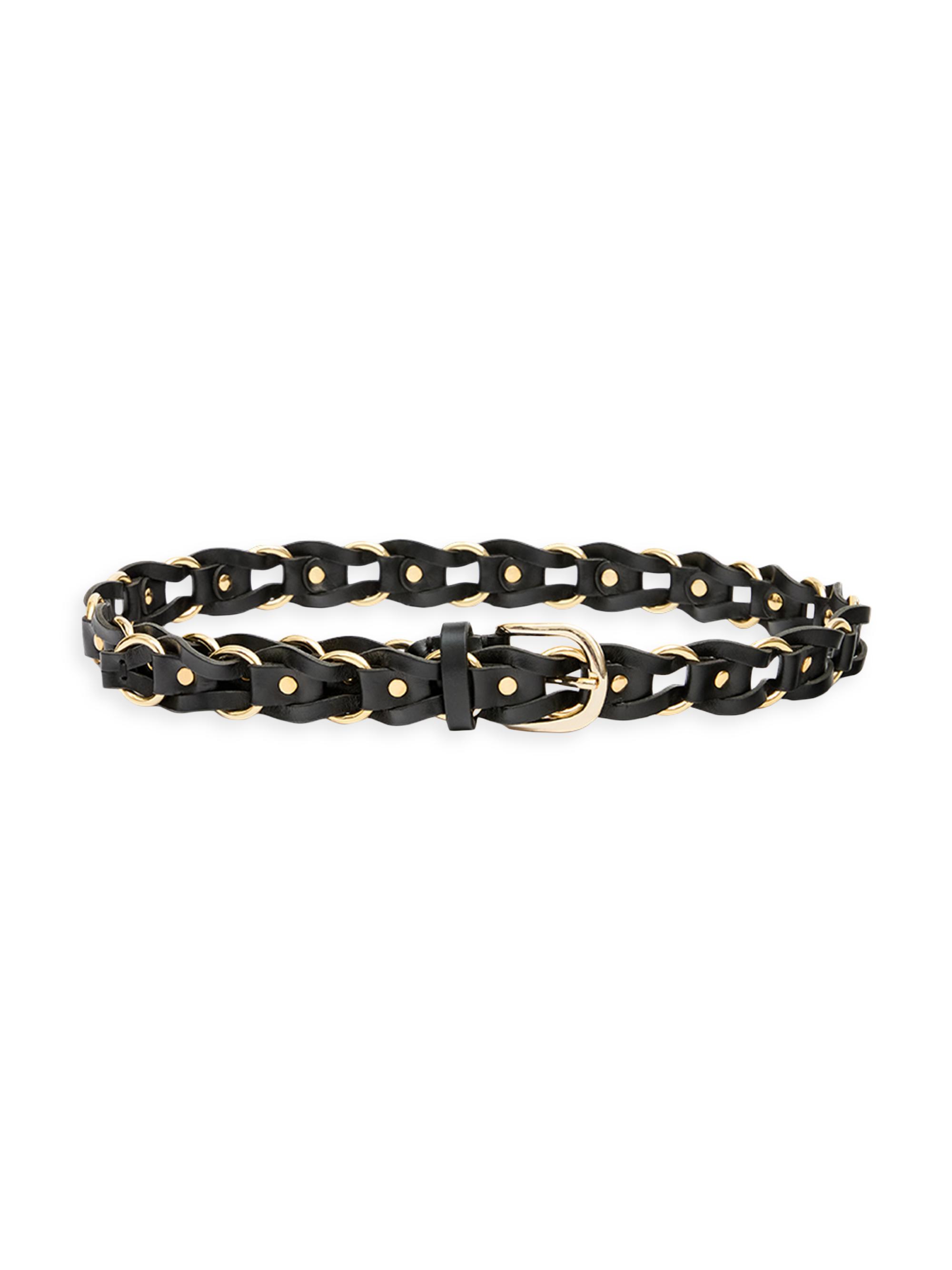 Isabel Marant Women's Bali Chain-Link Woven Leather Belt - Black Gold