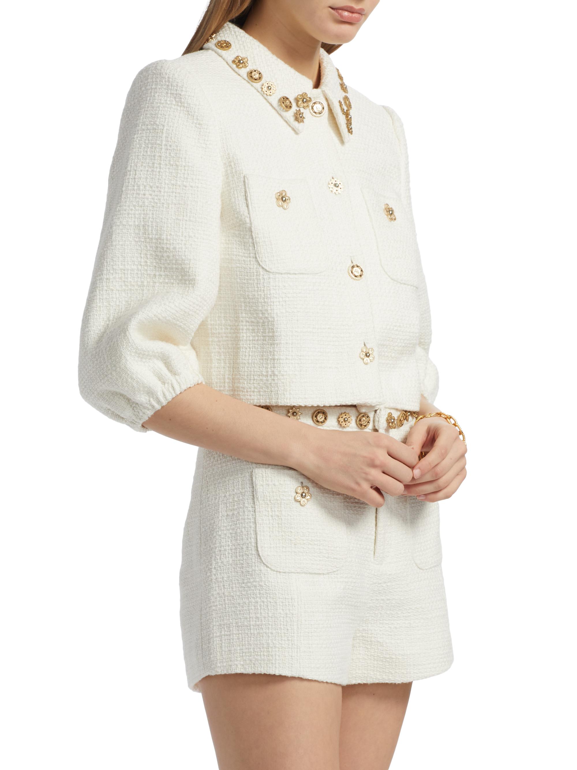 Cinq à Sept Ansey Embellished Tweed Crop Jacket | Saks Fifth Avenue