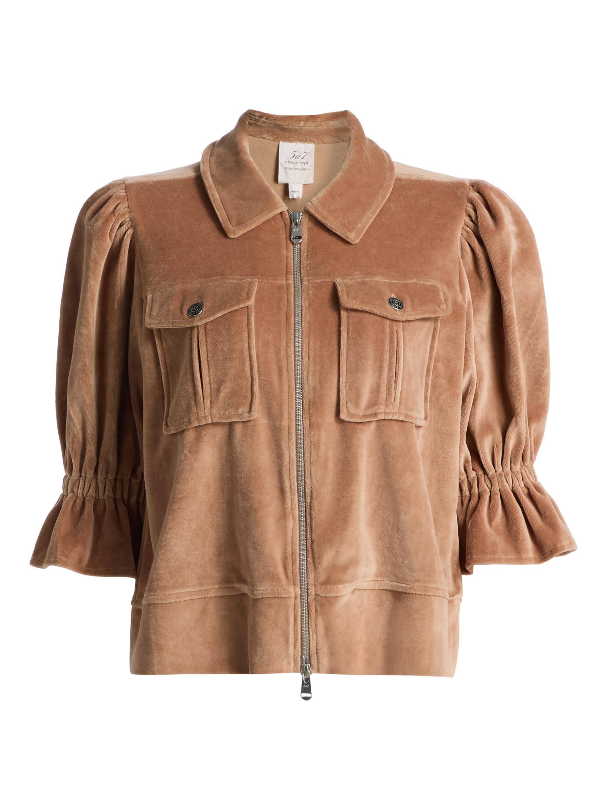 Cinq à Sept Women's Holly Velour Zip-Front Jacket - Mocha