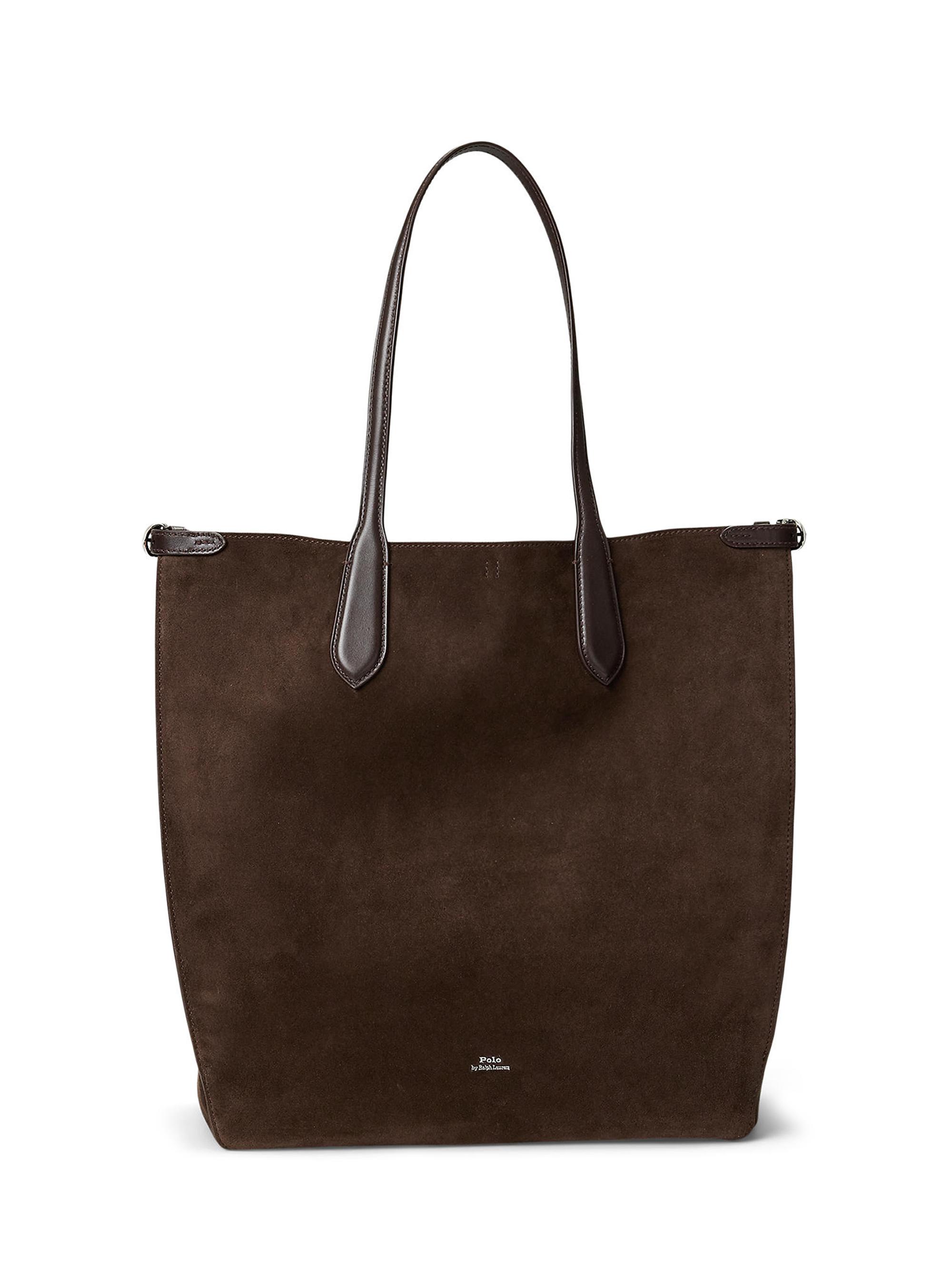 Polo Ralph Lauren Women's Suede North-South Tote - Chocolate And Tobacco