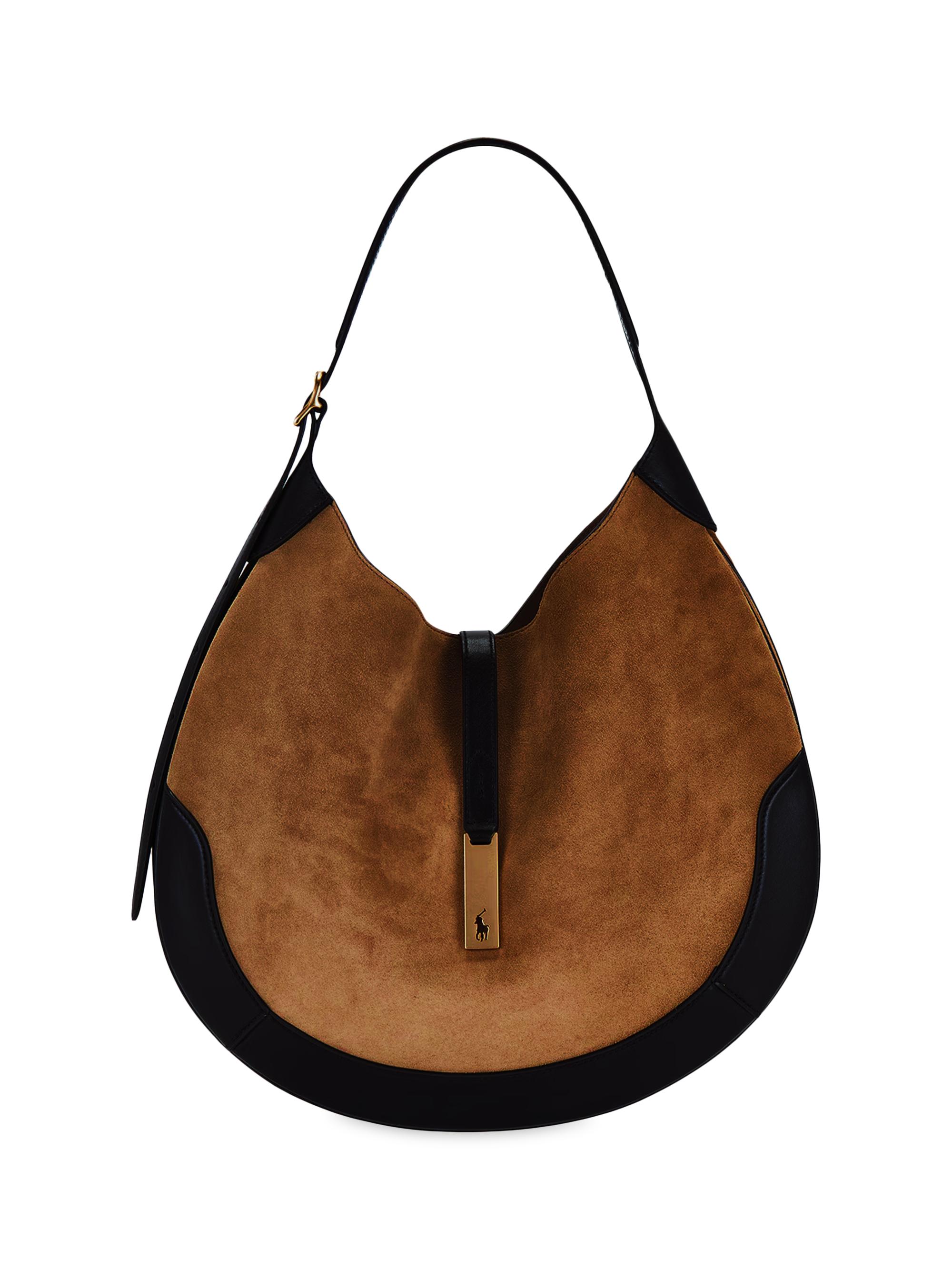 Polo Ralph Lauren Women's Polo ID Suede & Leather Bag - Maple And Tobacco