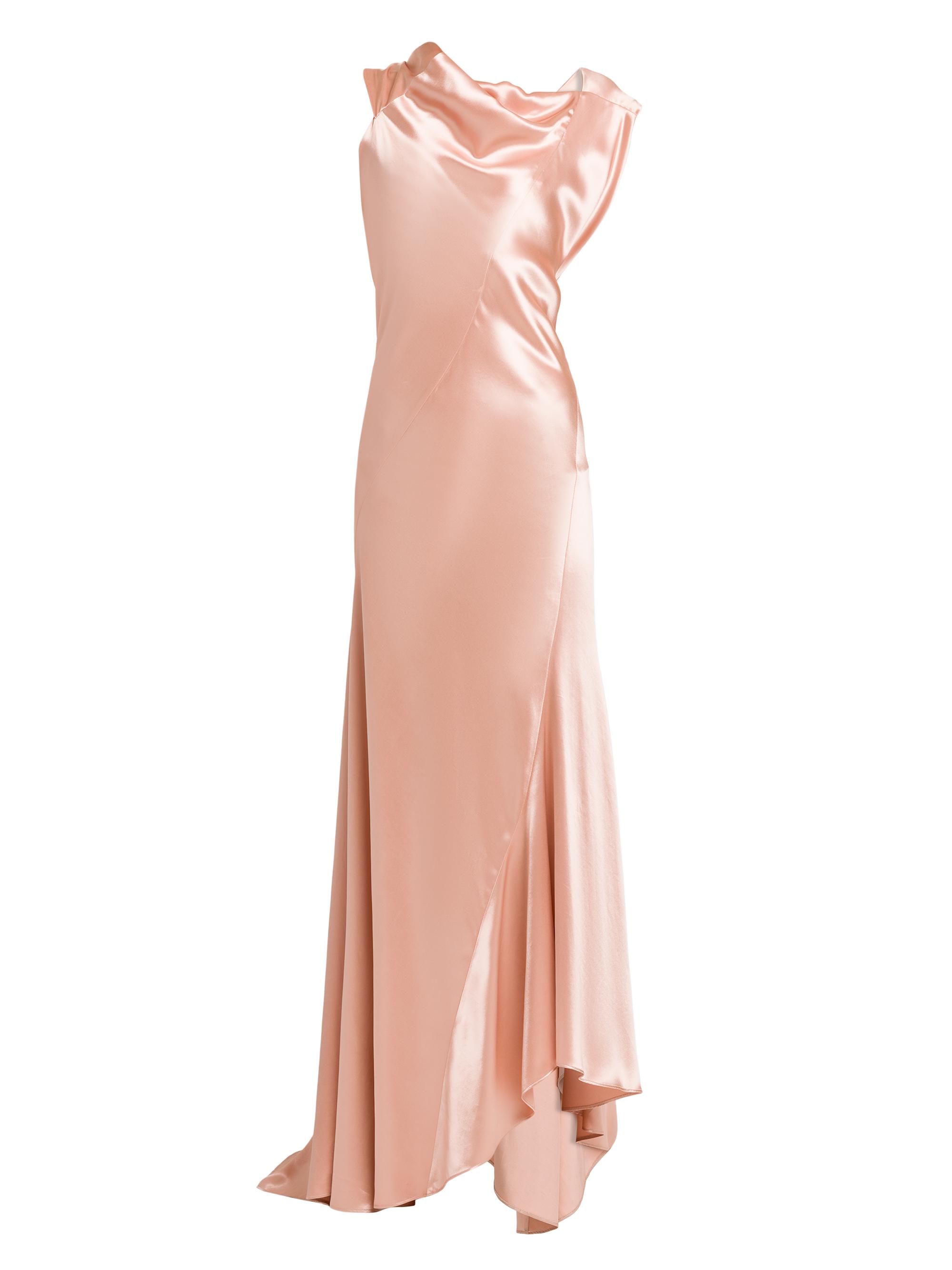 Alberta Ferretti Women's Asymmetric Satin Sleeveless Gown - Pink
