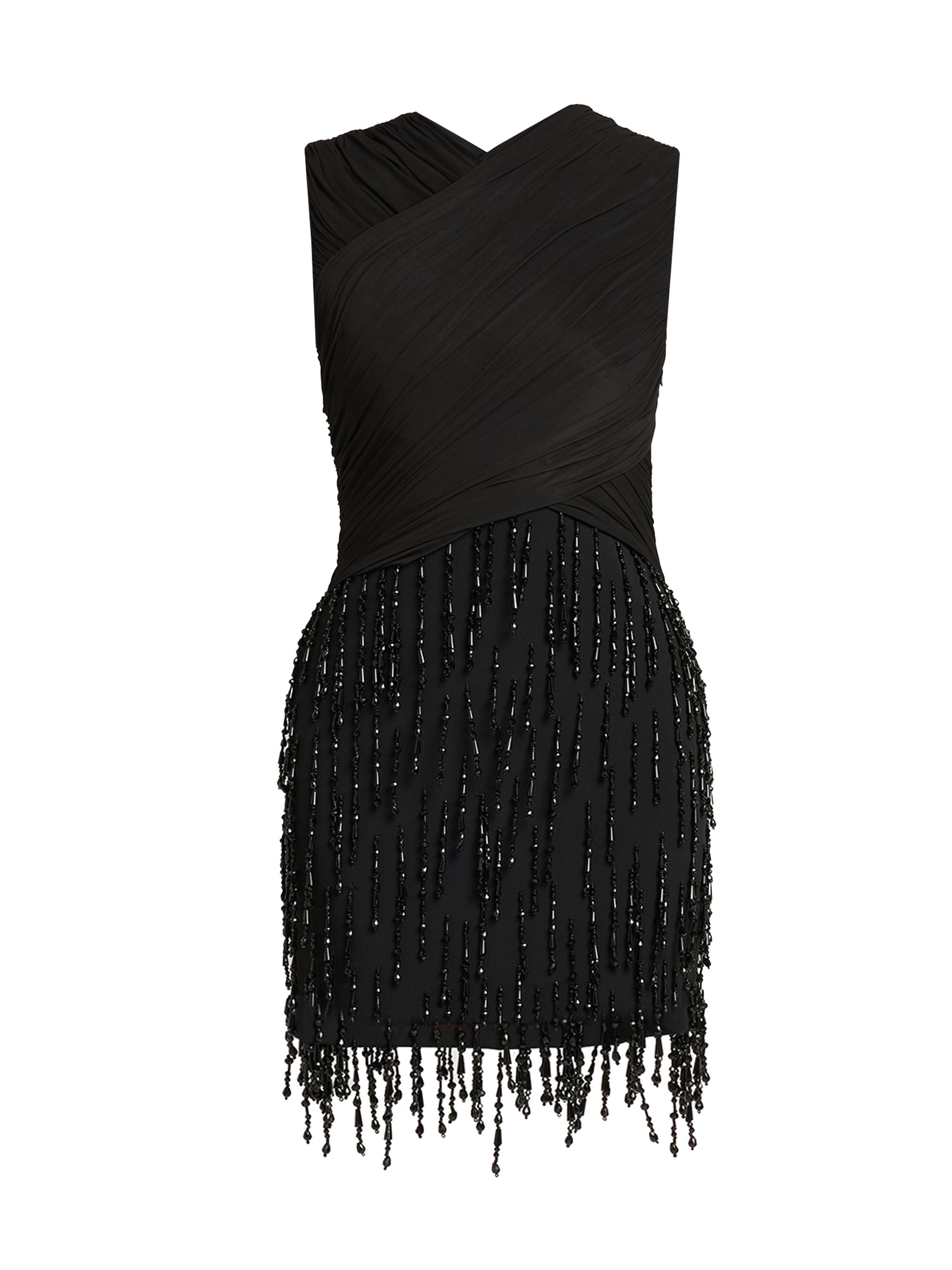 Alberta Ferretti Women's Beaded Wrapped Minidress - Black