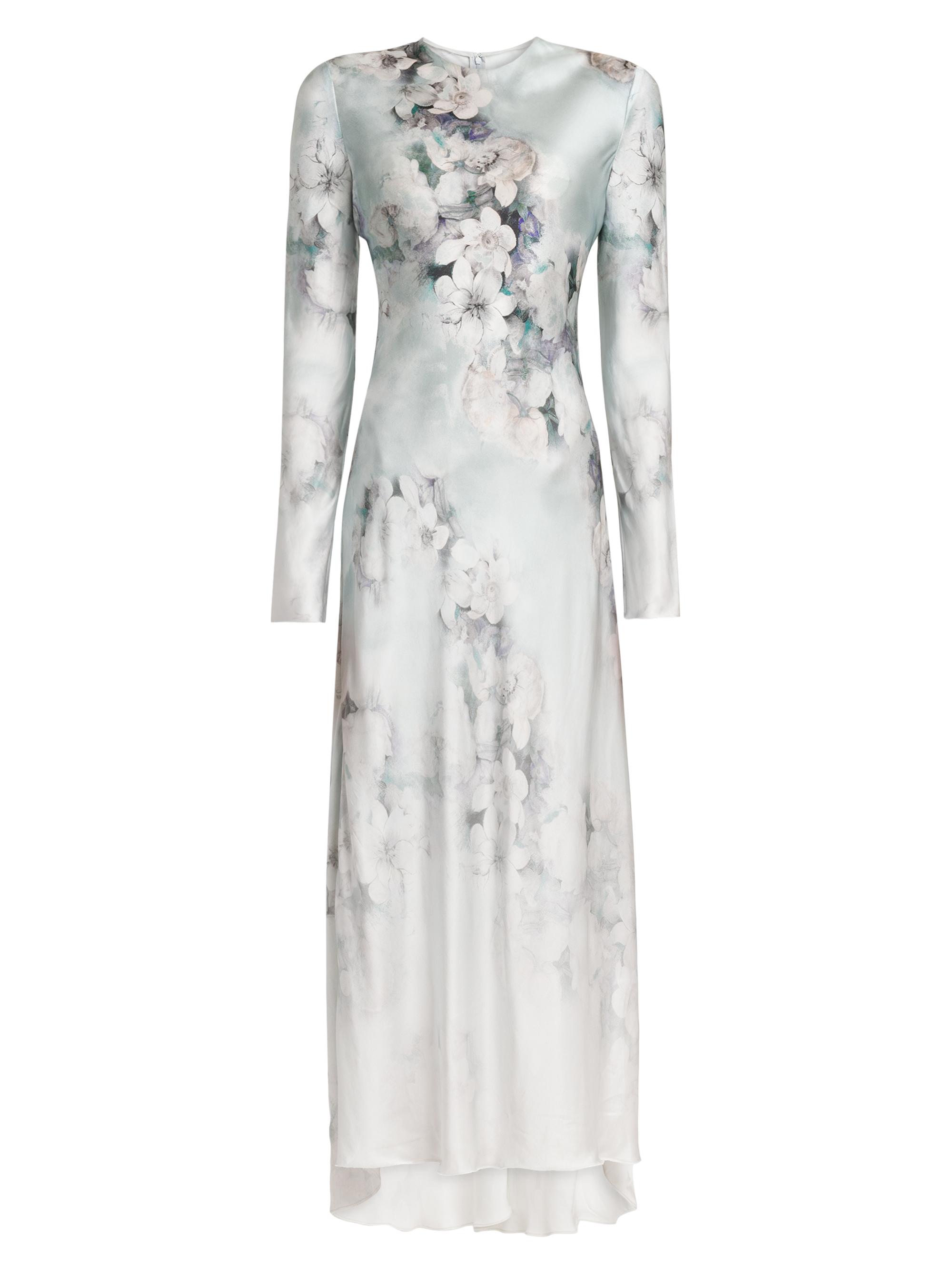 Alberta Ferretti Women's Floral Satin Long-Sleeve Maxi Dress - Multi Ice