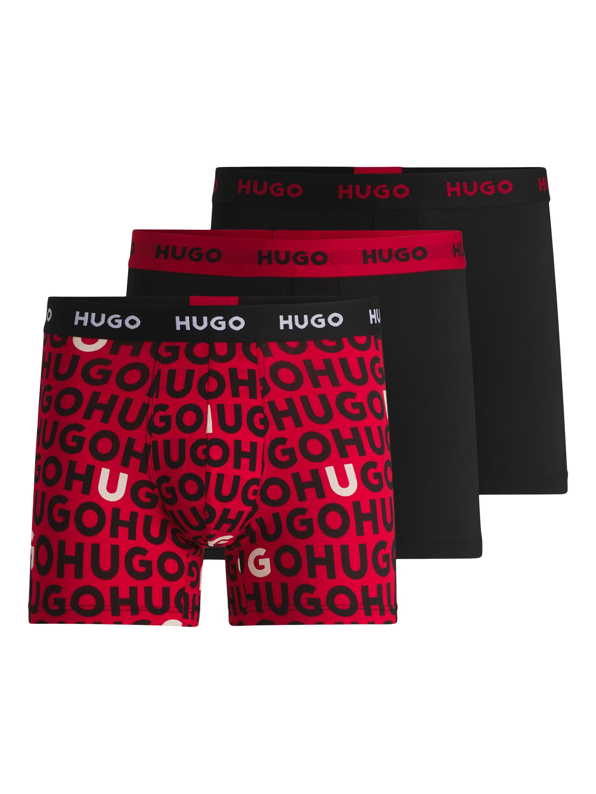 HUGO Men's Three-Pack of Stretch-Cotton Boxer Briefs - Sorted Dark
