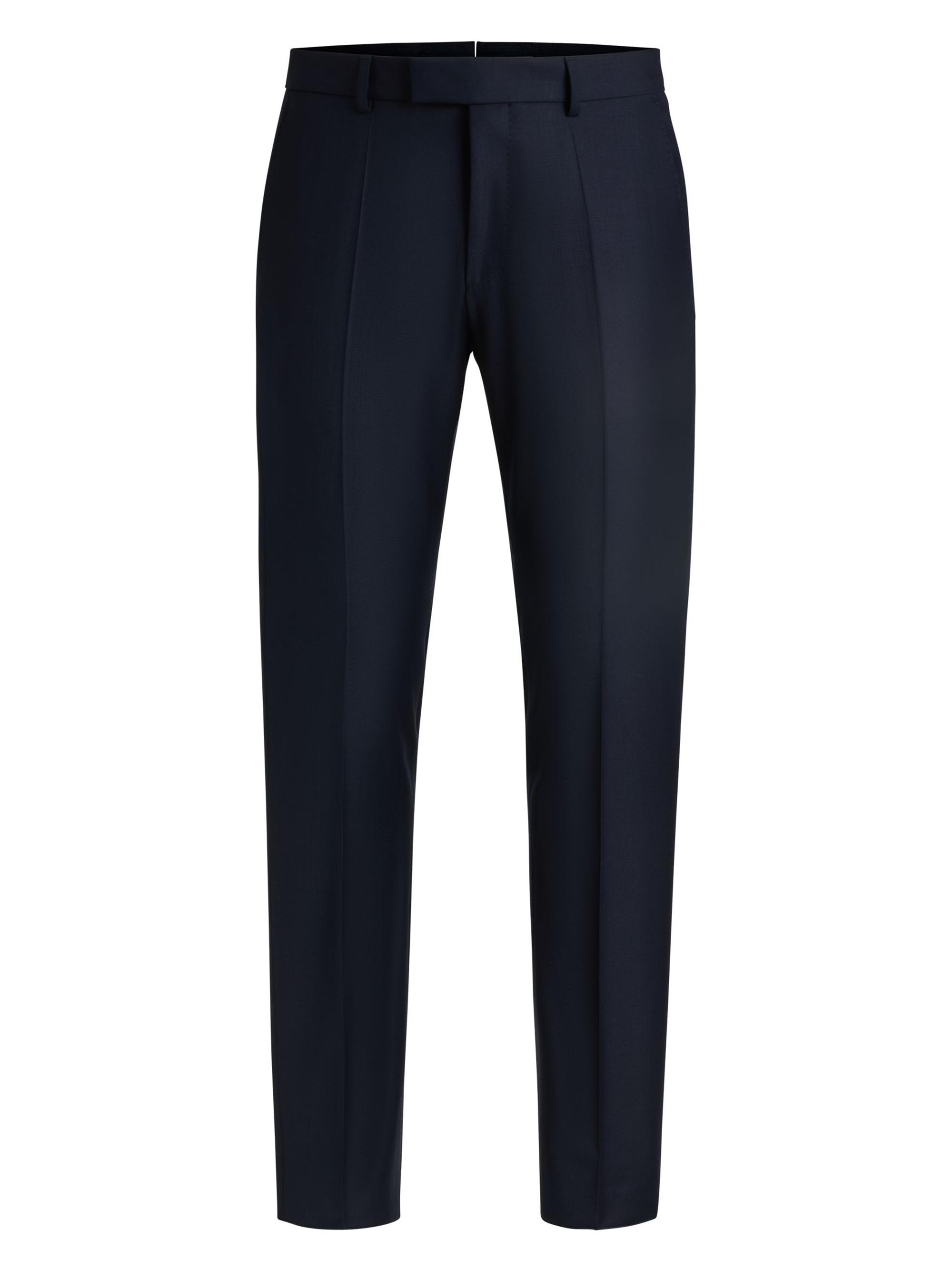BOSS Men's Slim-Fit Trousers in Virgin Wool with Stretch - Blue