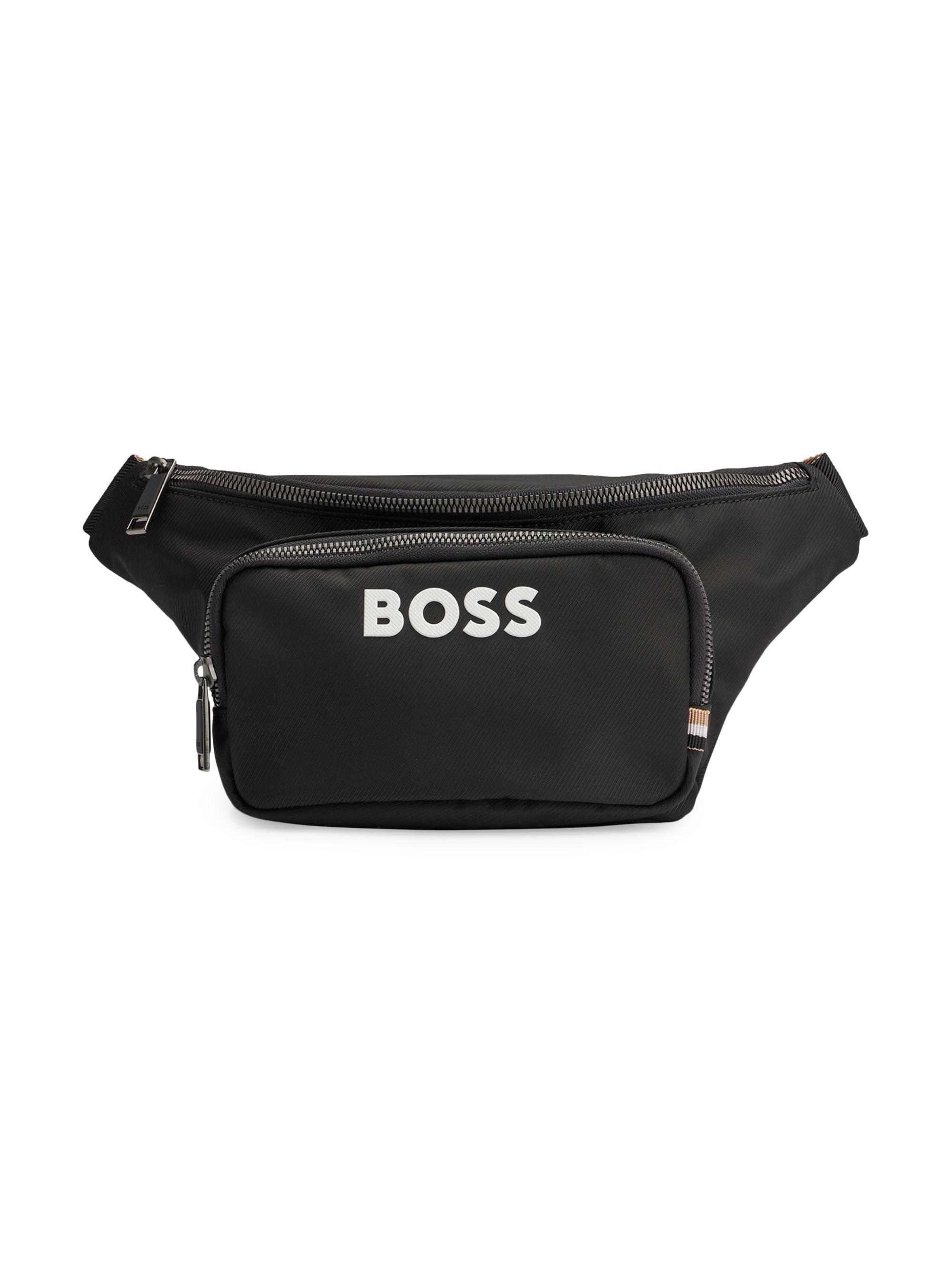 BOSS Men's Structured Belt Bag with Contrast Logo - Black