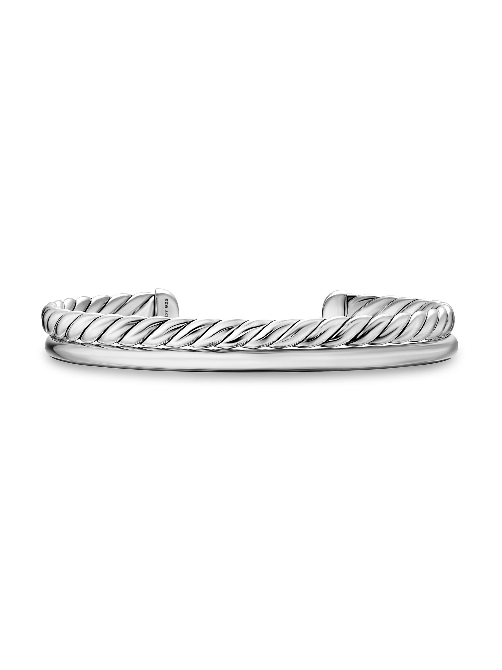 David Yurman Women's DY Mercer Two Row Cuff Bracelet in Sterling Silver, 8MM - Silver