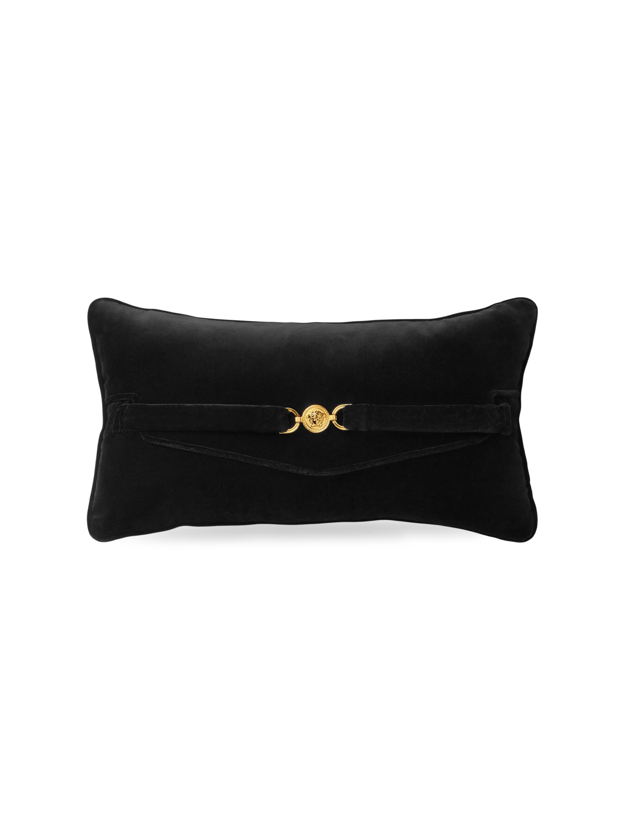 Versace Velvet Medusa Head Rectangular Cushion - Black | Thumbnail 4