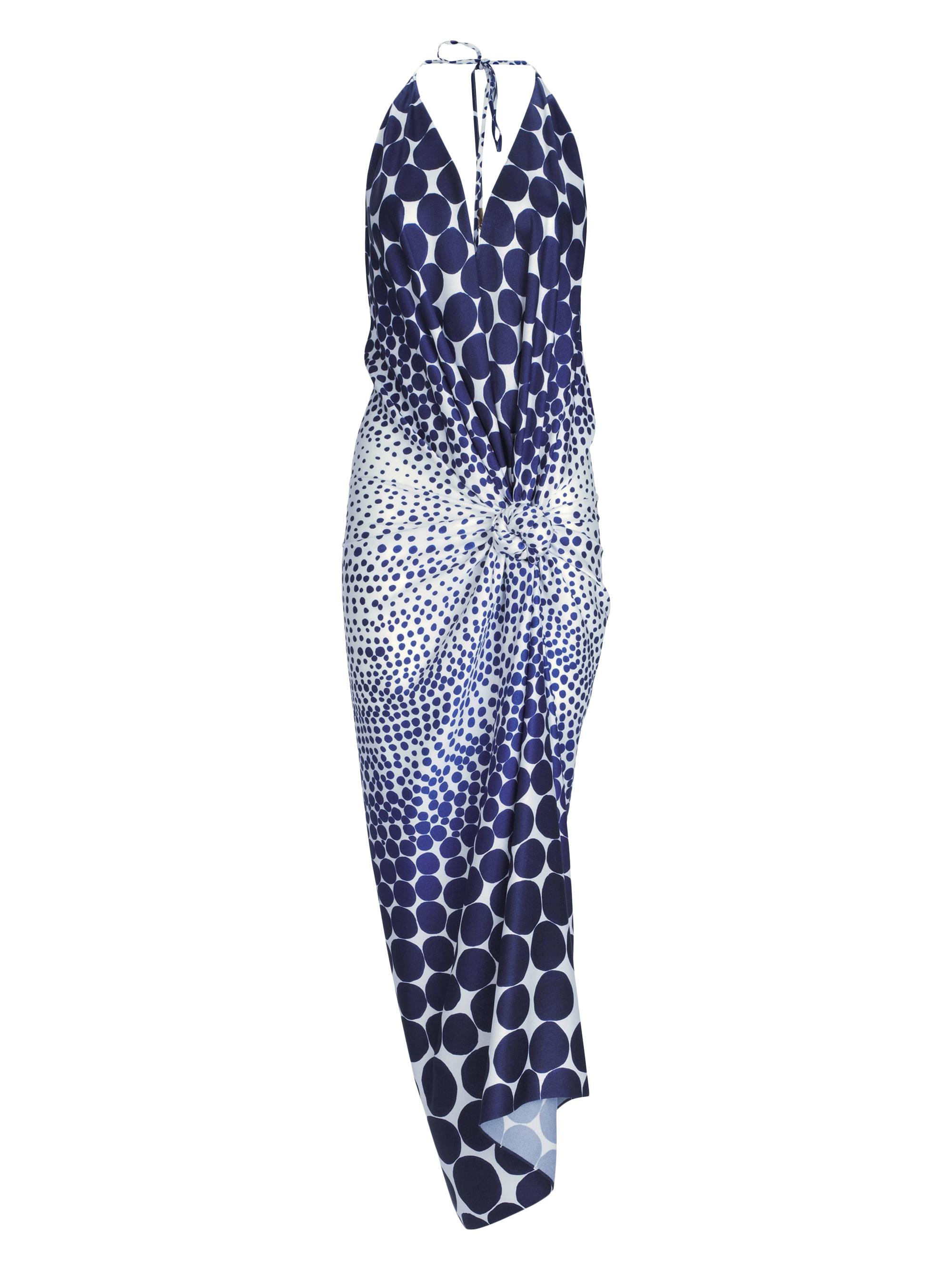Silvia Tcherassi Women's Guadalupe Halterneck Knotted Maxi Dress - Navy Gradient Multi Dots