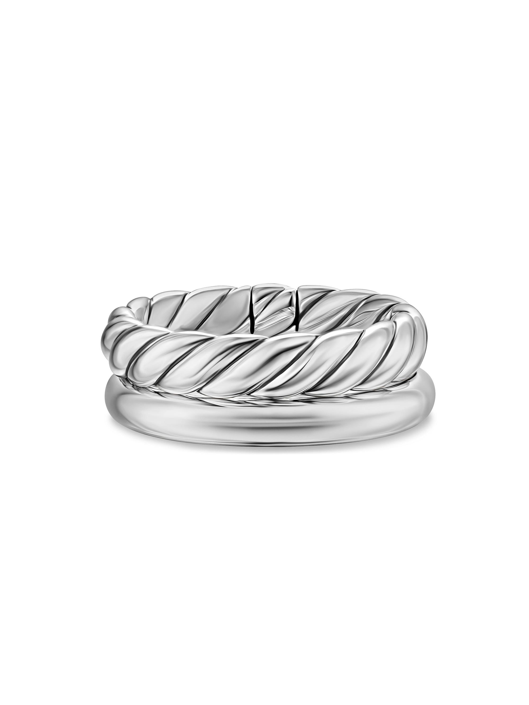 David Yurman Women's DY Mercer Two Row Ring in Sterling Silver, 8MM - Silver