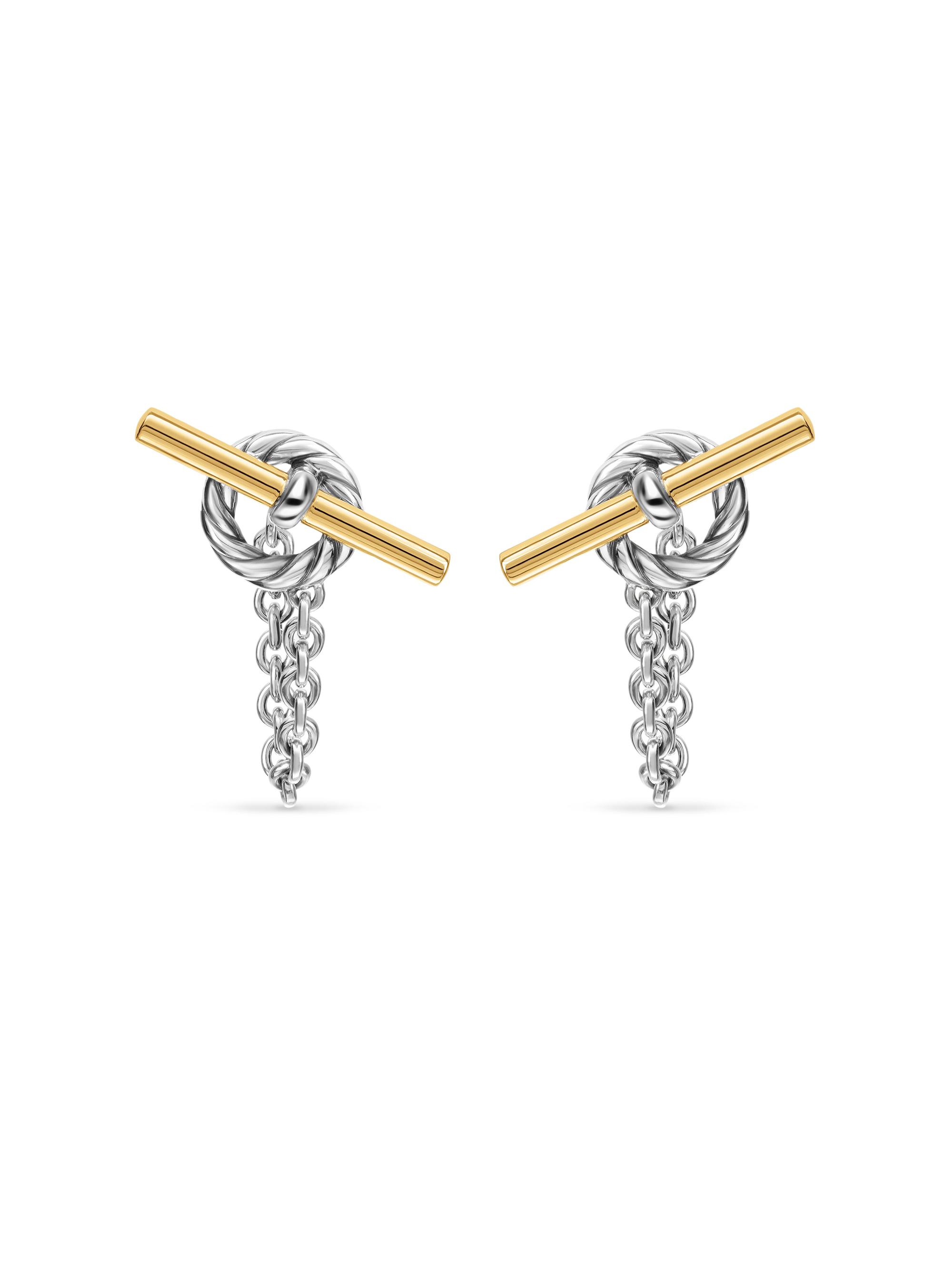 David Yurman Women's DY Mercer Bold Toggle Chain Stud Earrings in Sterling Silver with 18K Yellow Gold, 50.4MM - Silver