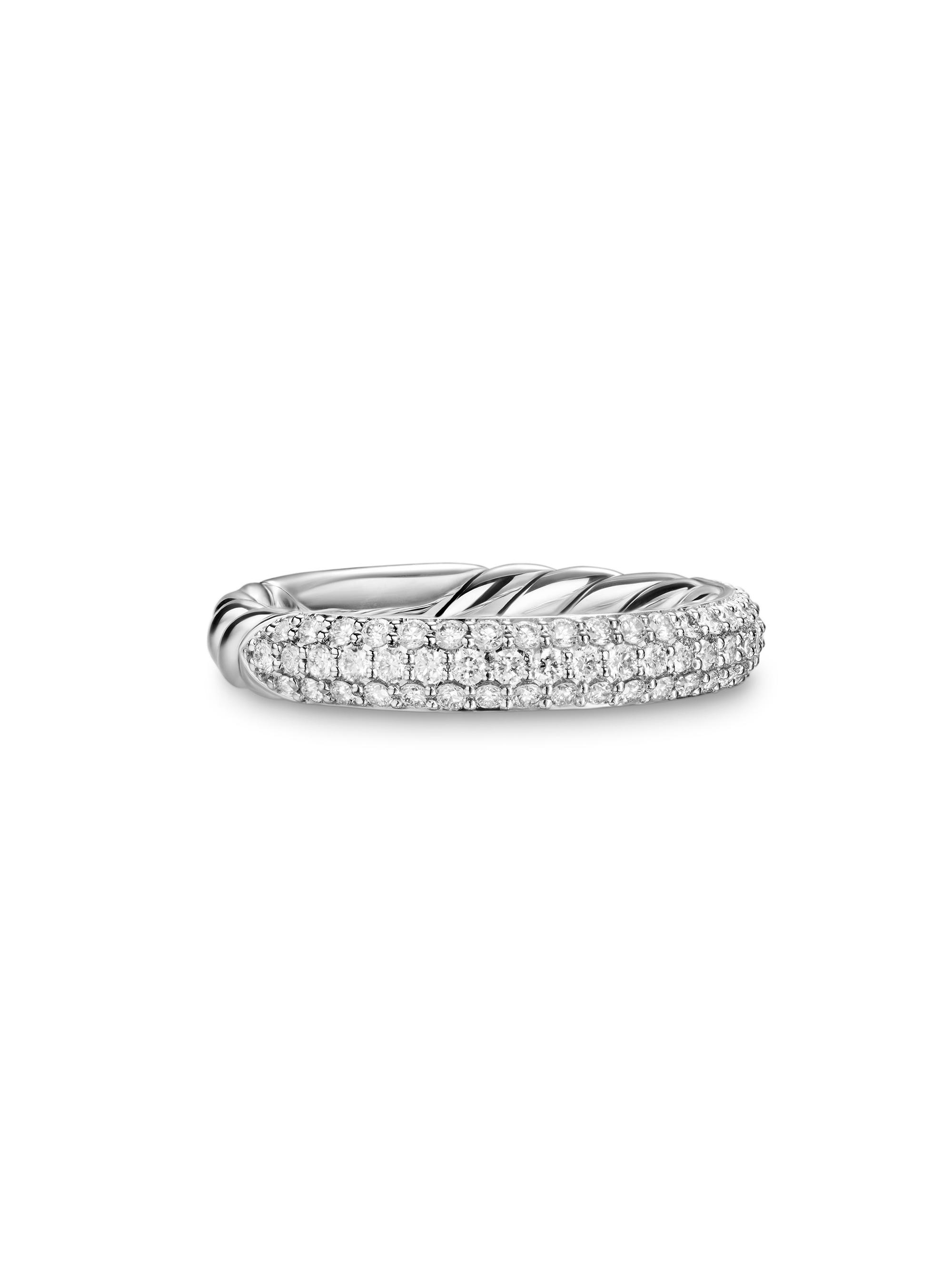 David Yurman Women's DY Mercer Pavé Band Ring in Sterling Silver - Silver