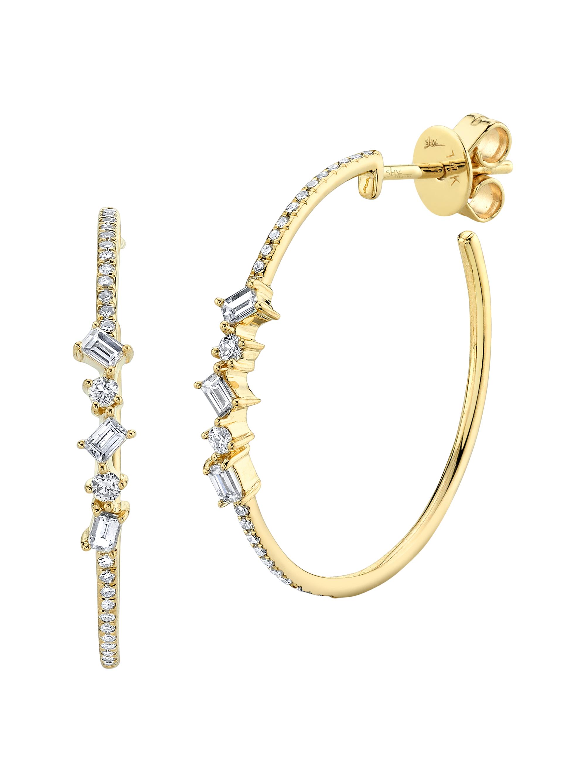 Shy Creation Women's Kate 14K Yellow Gold & 0.43 TCW Diamond Hoop Earrings - Yellow Gold