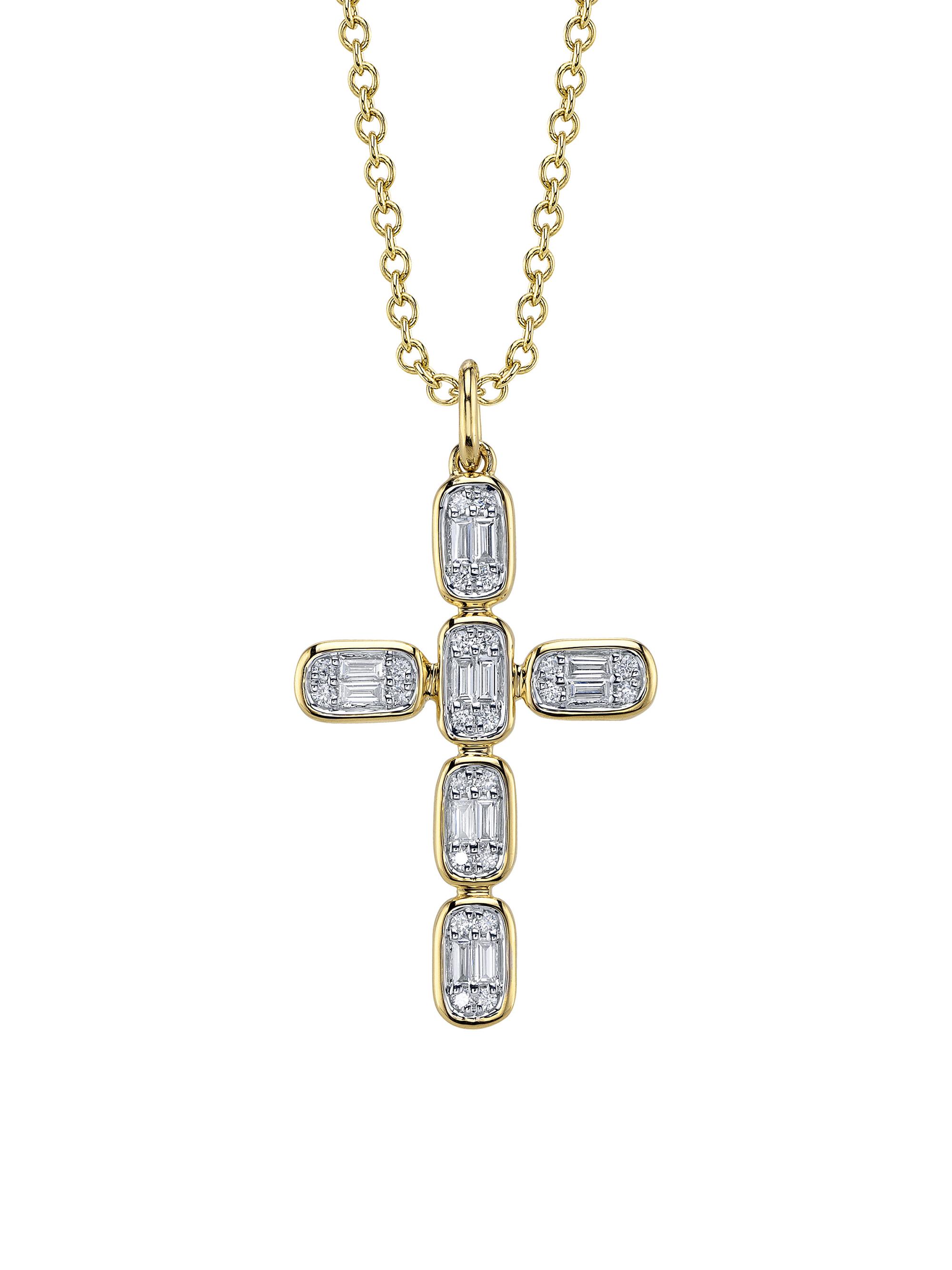 Shy Creation Women's Aleera Two-Tone 14K Gold & 0.30 TCW Diamond Cross Pendant Necklace - Yellow Gold