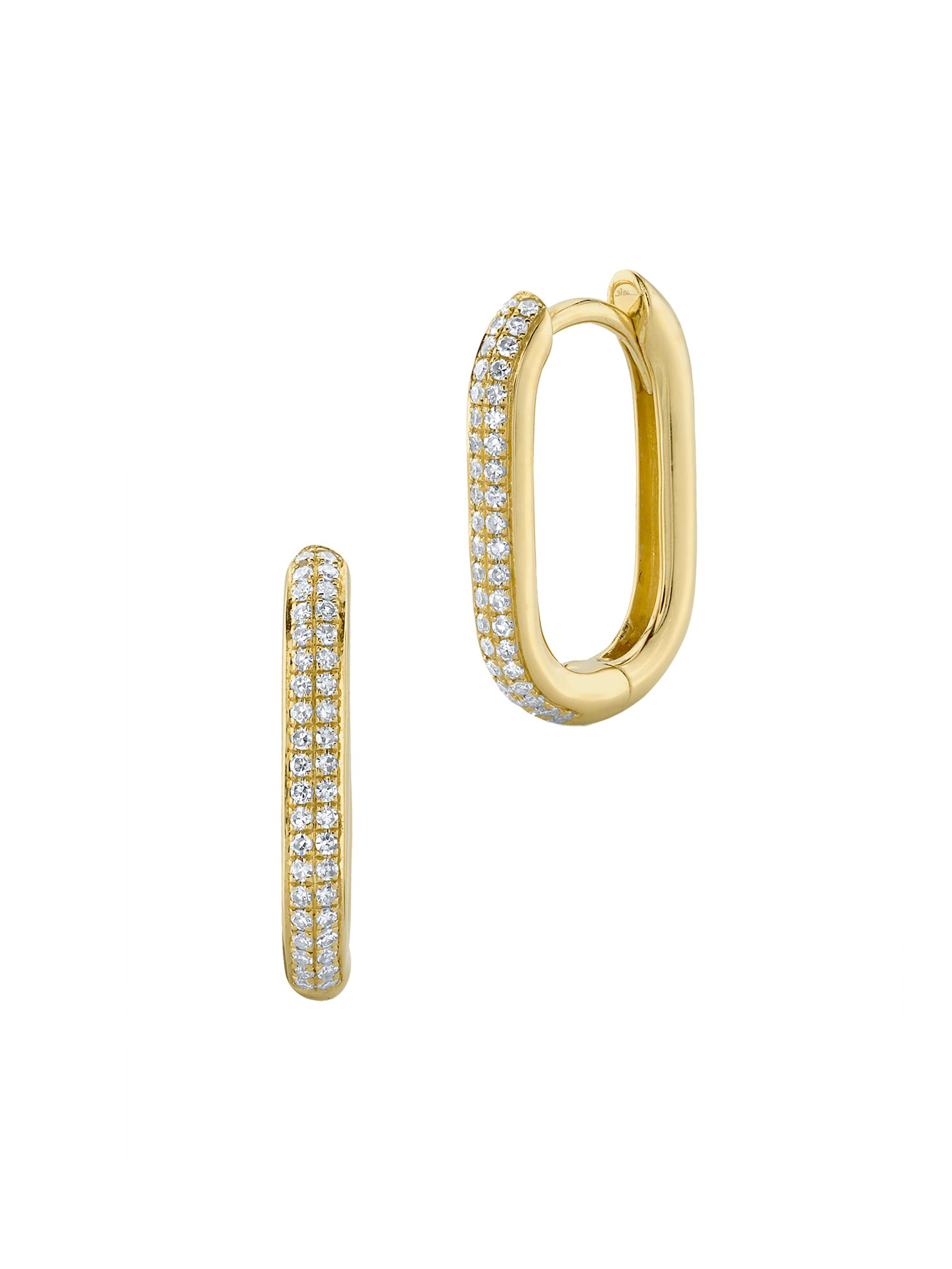 Shy Creation Women's Kate 14K Yellow Gold & 0.18 TCW Diamond Oval Hoop Earrings - Yellow Gold