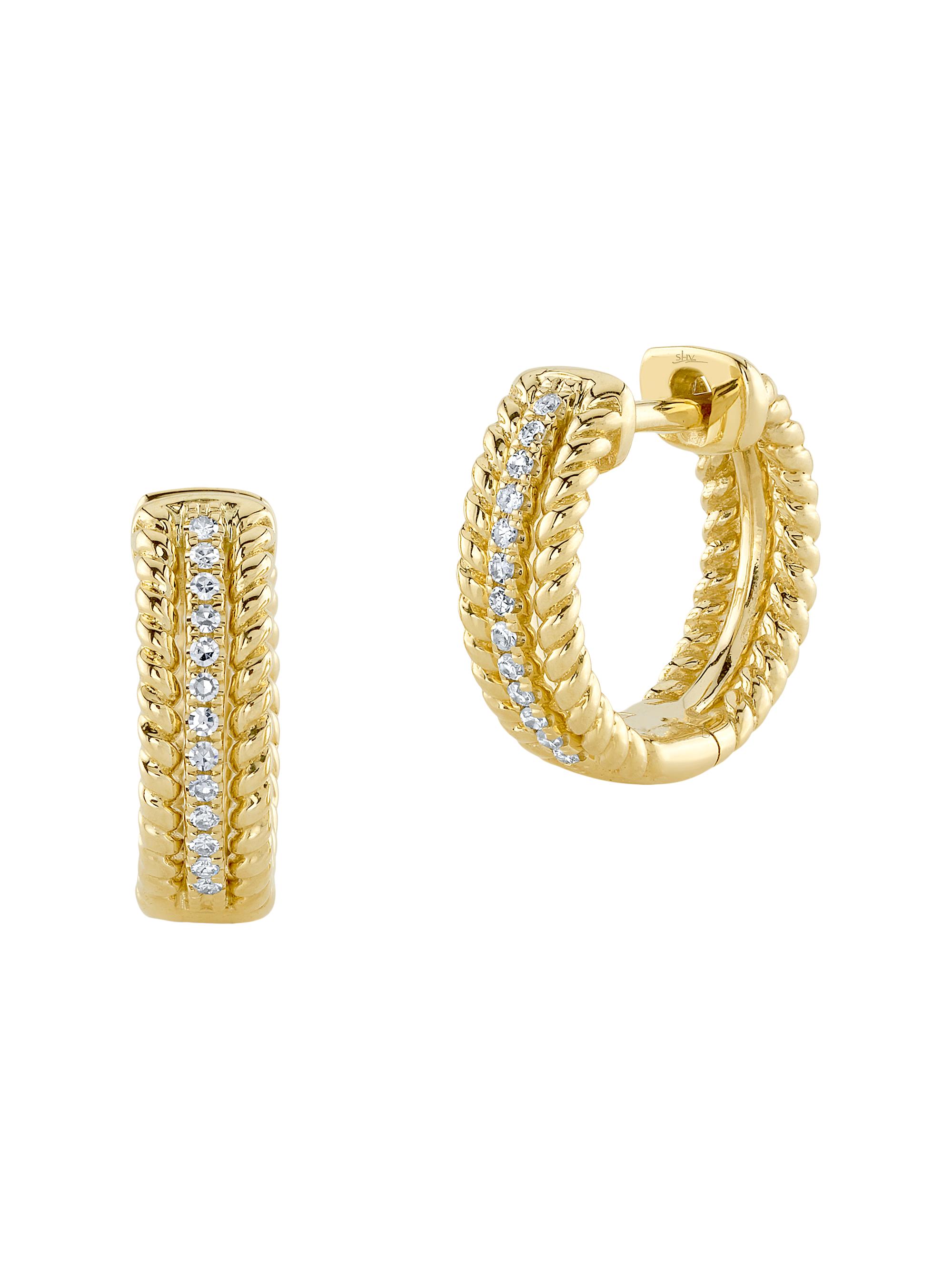 Shy Creation Women's Kate 14K Yellow Gold & 0.07 TCW Diamond Huggie Earrings - Yellow Gold