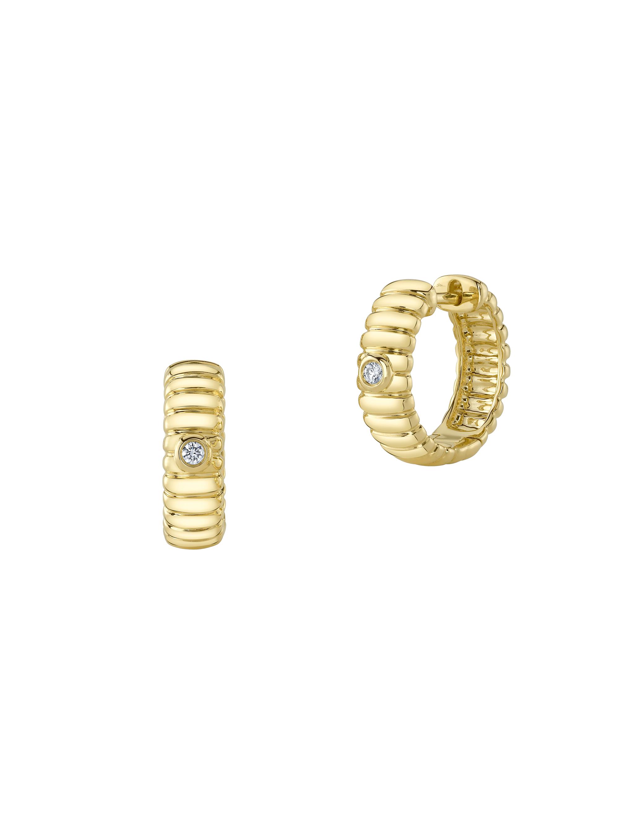 Shy Creation Women's Kate 14K Yellow Gold & 0.05 TCW Diamond Hoop Earrings - Yellow Gold