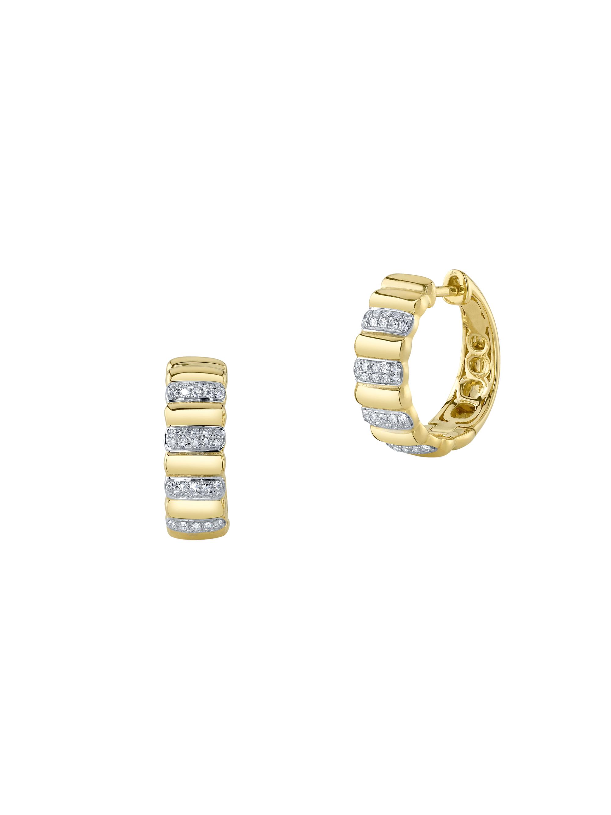 Shy Creation Women's Kate Two-Tone 14K Gold & 0.17 TCW Diamond Hoop Earrings - Yellow Gold