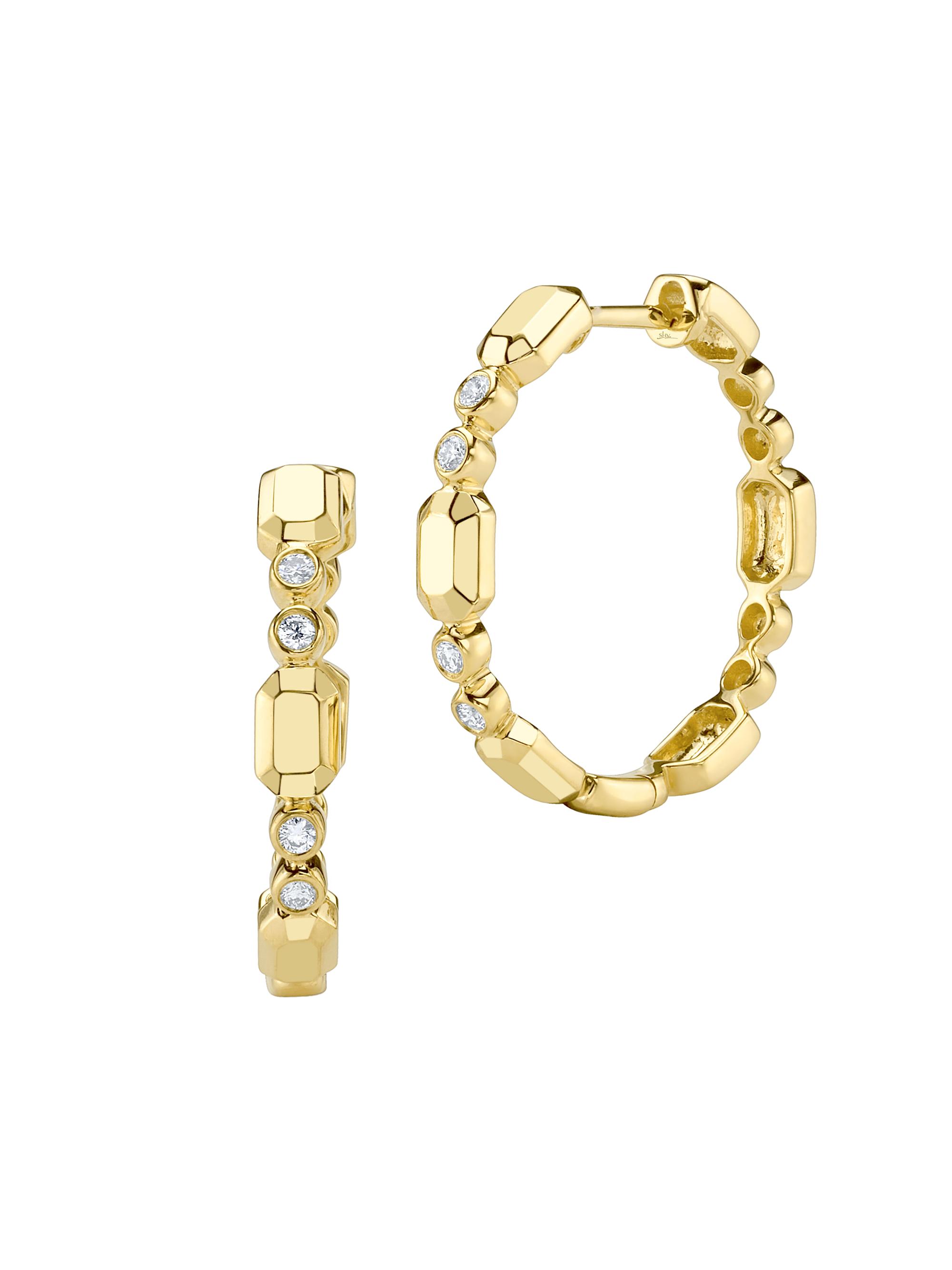 Shy Creation Women's Bailey 14K Yellow Gold & 0.12 TCW Diamond Geometric Hoop Earrings - Yellow Gold