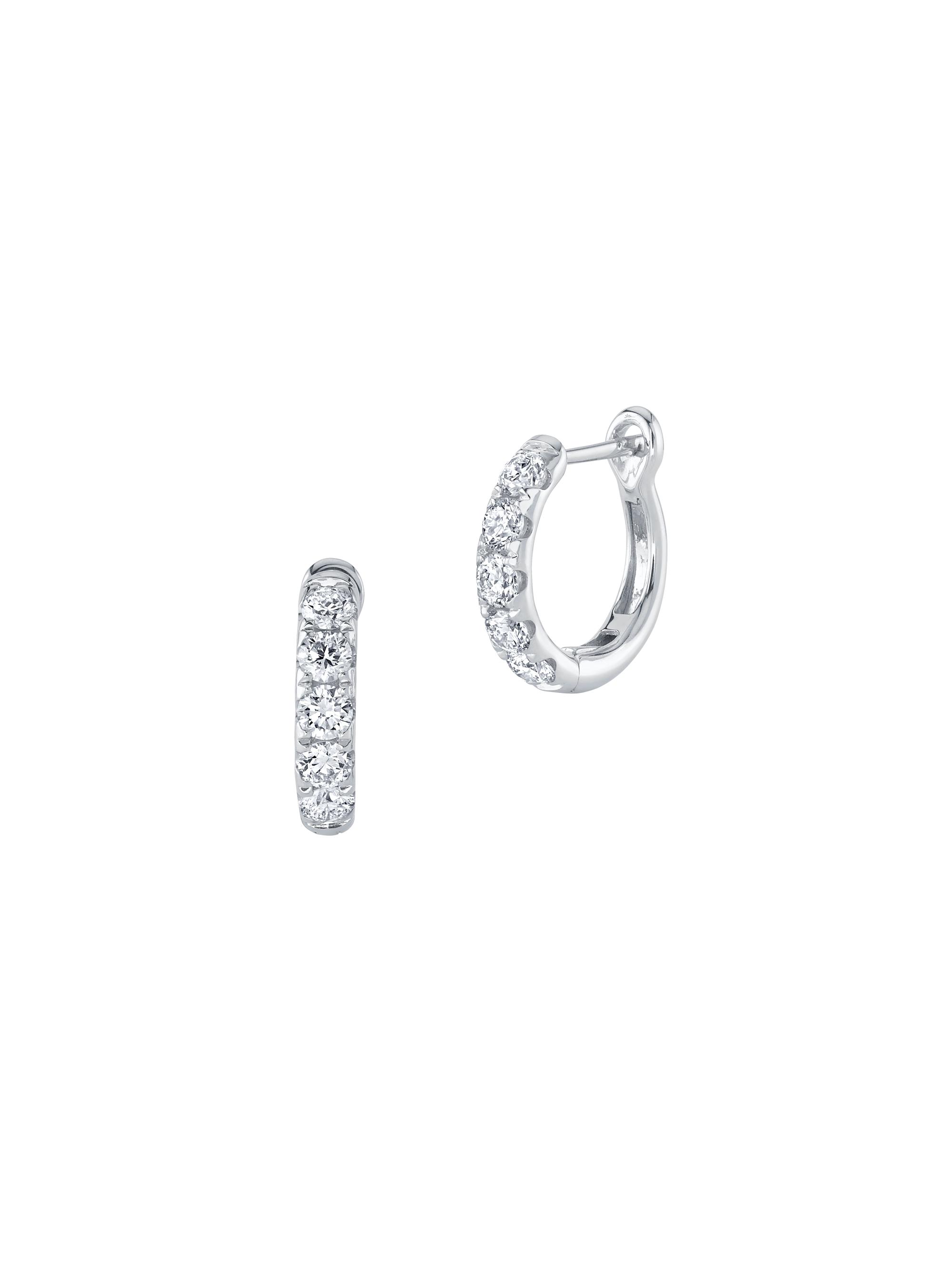 Shy Creation Women's Eternal 14K Gold & 0.81 TCW Diamond Huggie Hoop Earrings - White Gold