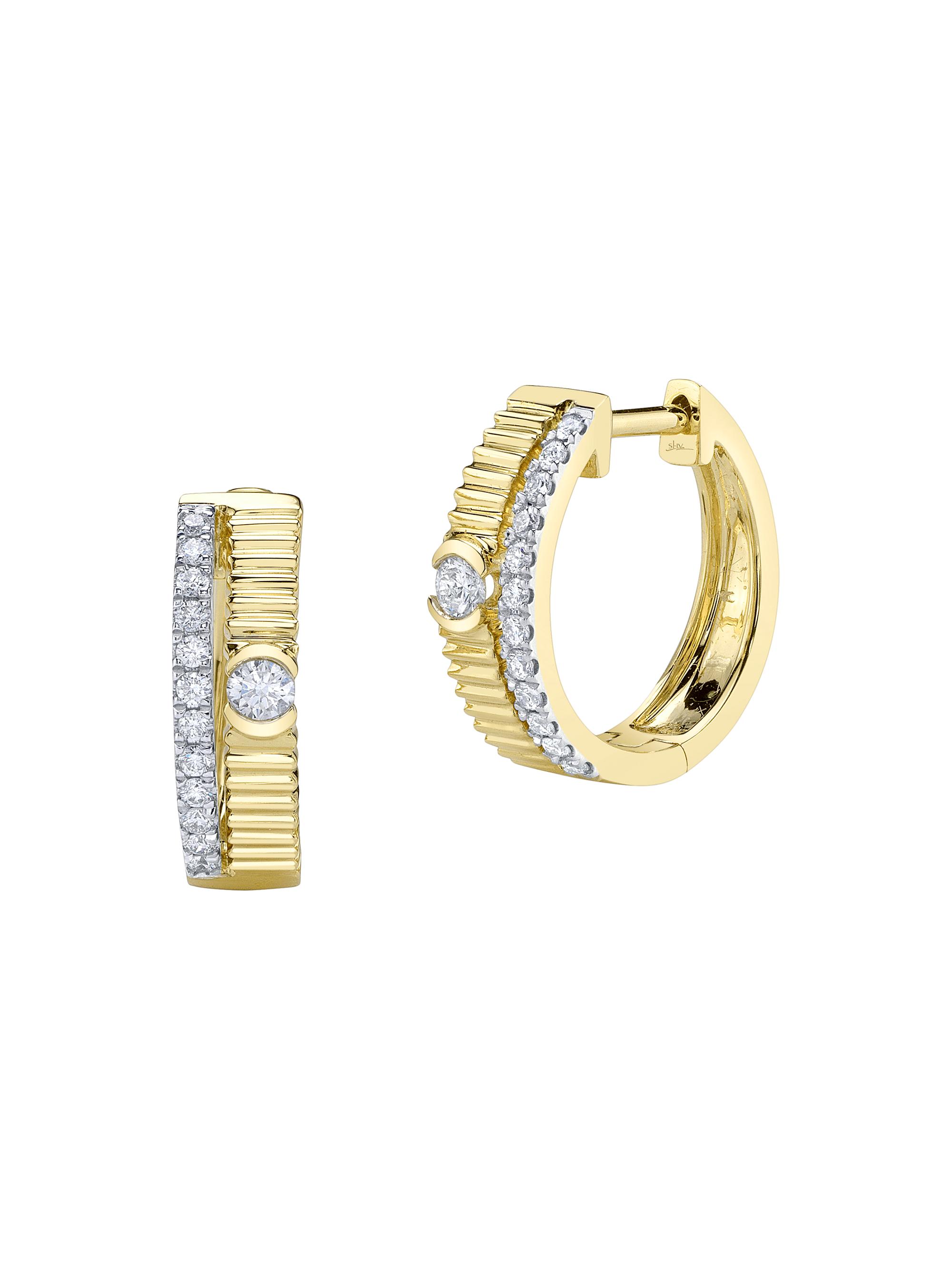 Shy Creation Women's Kate 14K Yellow Gold & 0.25 TCW Diamond Huggie Earrings - Yellow Gold