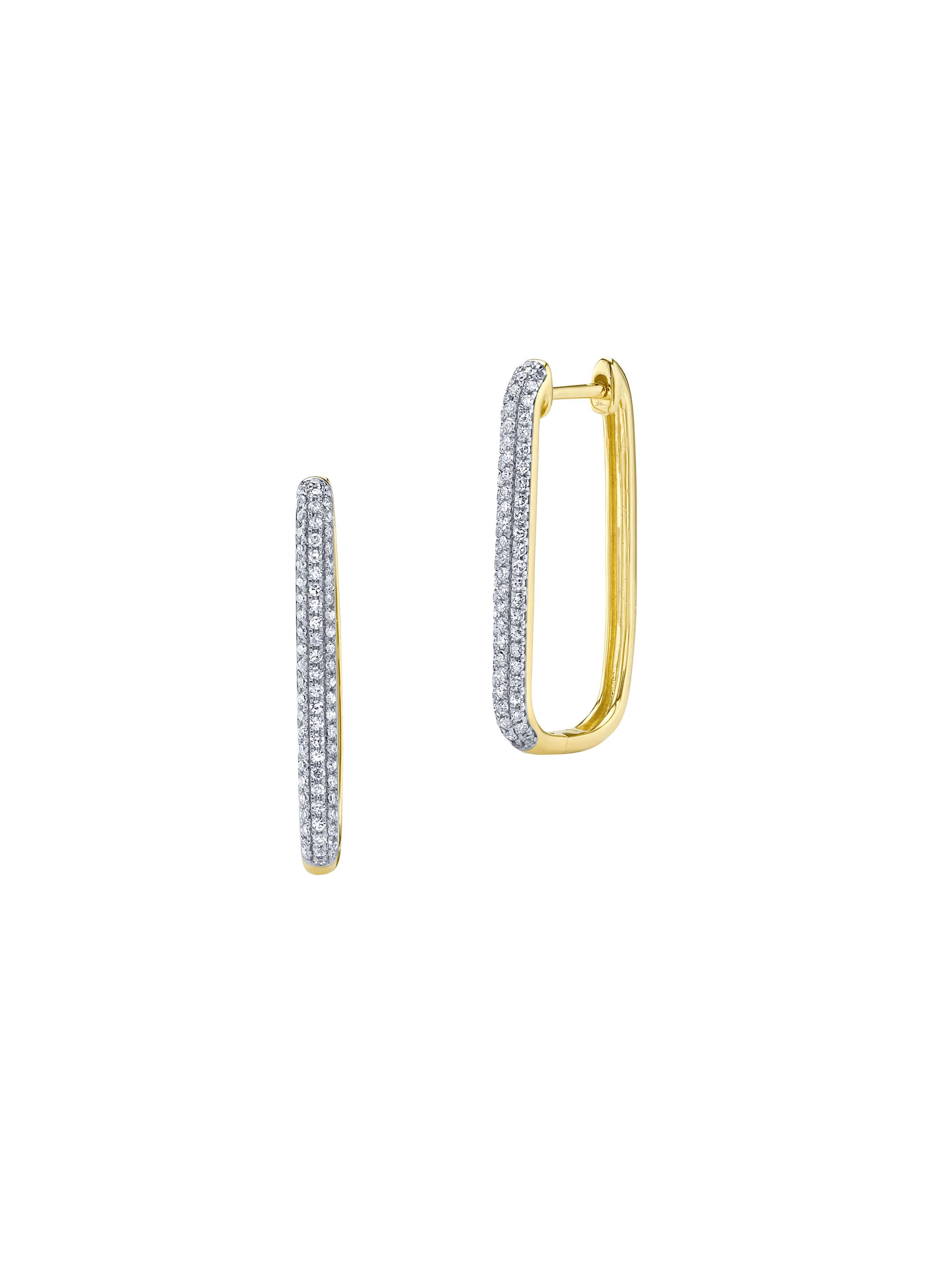 Shy Creation Women's Kate 14K Gold & 0.41 TCW Diamond Oval Hoop Earrings - Yellow Gold