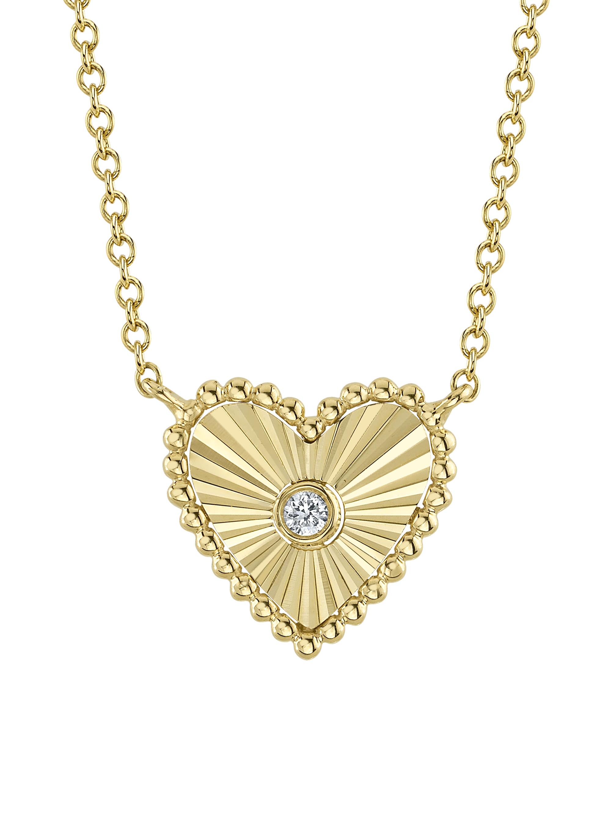 Shy Creation Women's Kate 14K Yellow Gold & 0.02 TCW Diamond Heart Pendant Necklace - Yellow Gold