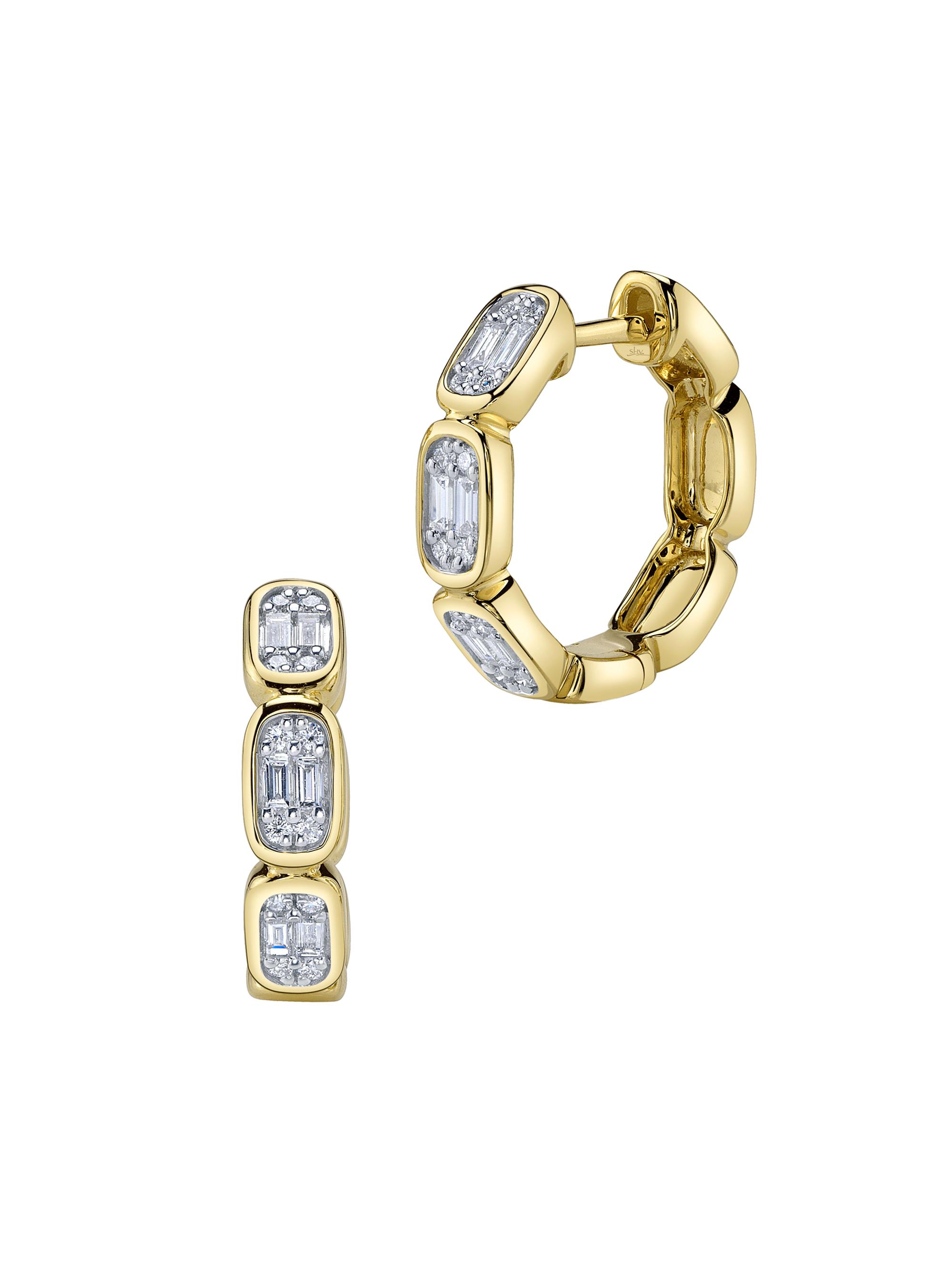 Shy Creation Women's Aleera 14K Yellow Gold & 0.39 TCW Diamond Hoop Earrings - Yellow Gold