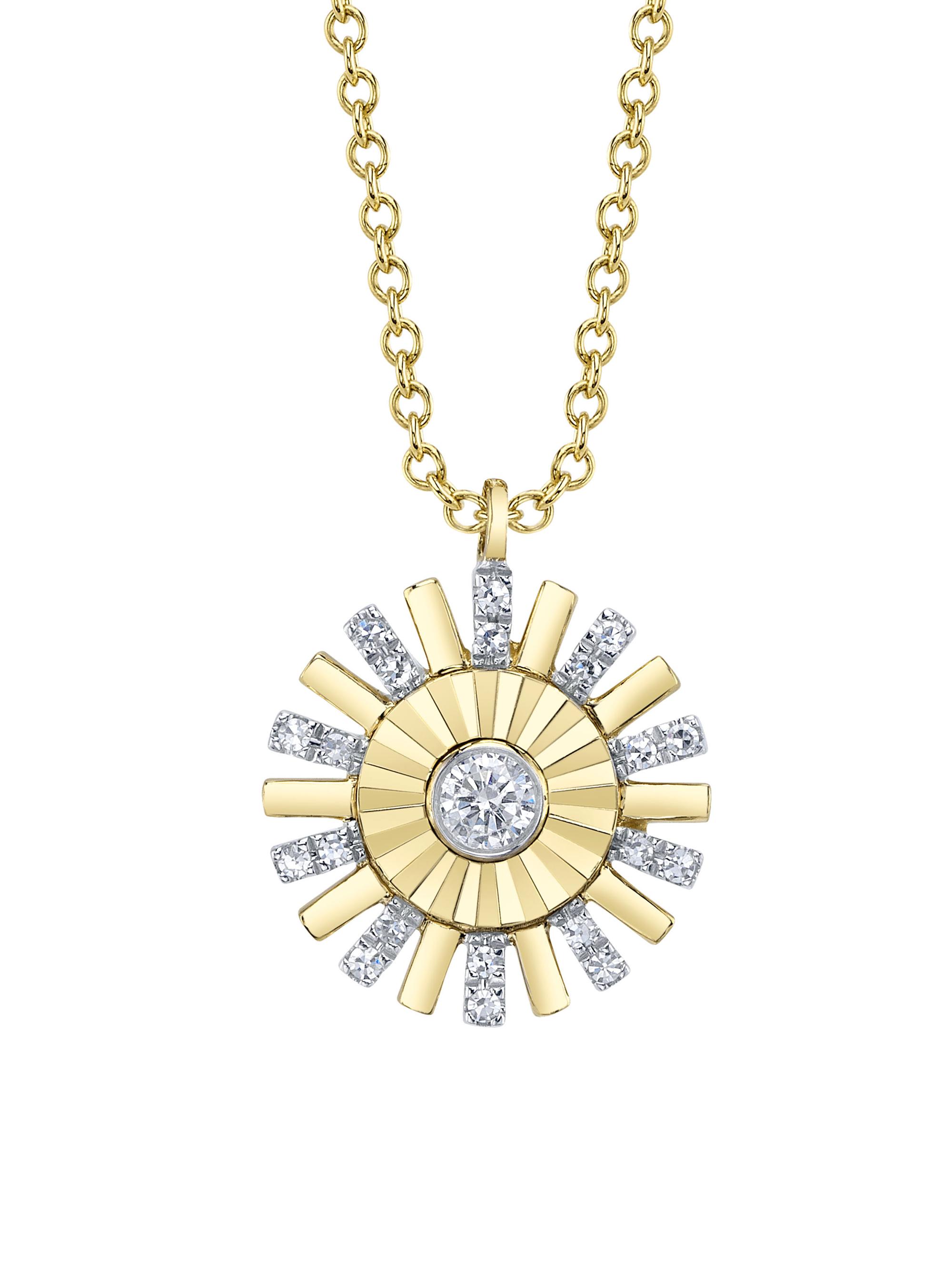 Shy Creation Women's Kate 14K Yellow Gold & 0.11 TCW Diamond Starburst Pendant Necklace - Yellow Gold