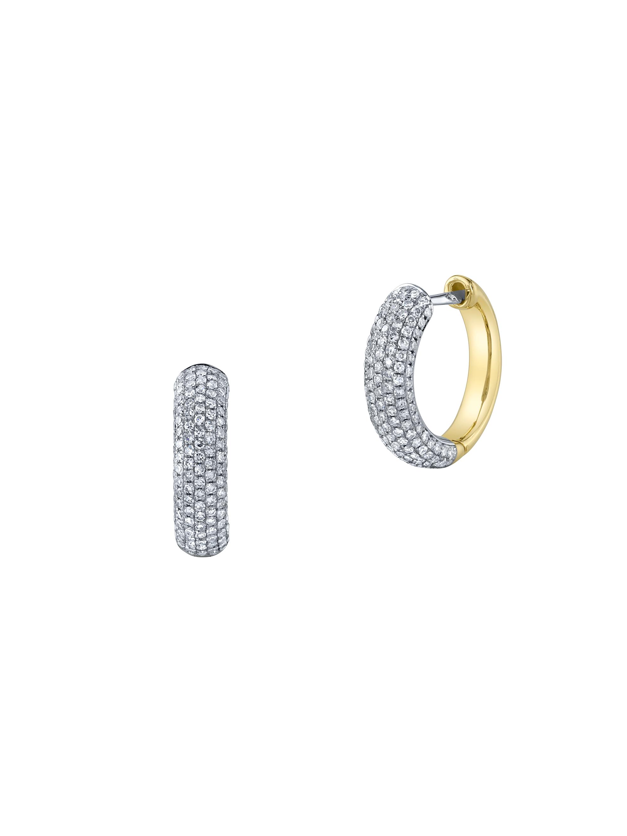 Shy Creation Women's Kate Two-Tone 14K Gold & 0.58 TCW Diamond Huggie Hoop Earrings - White Gold