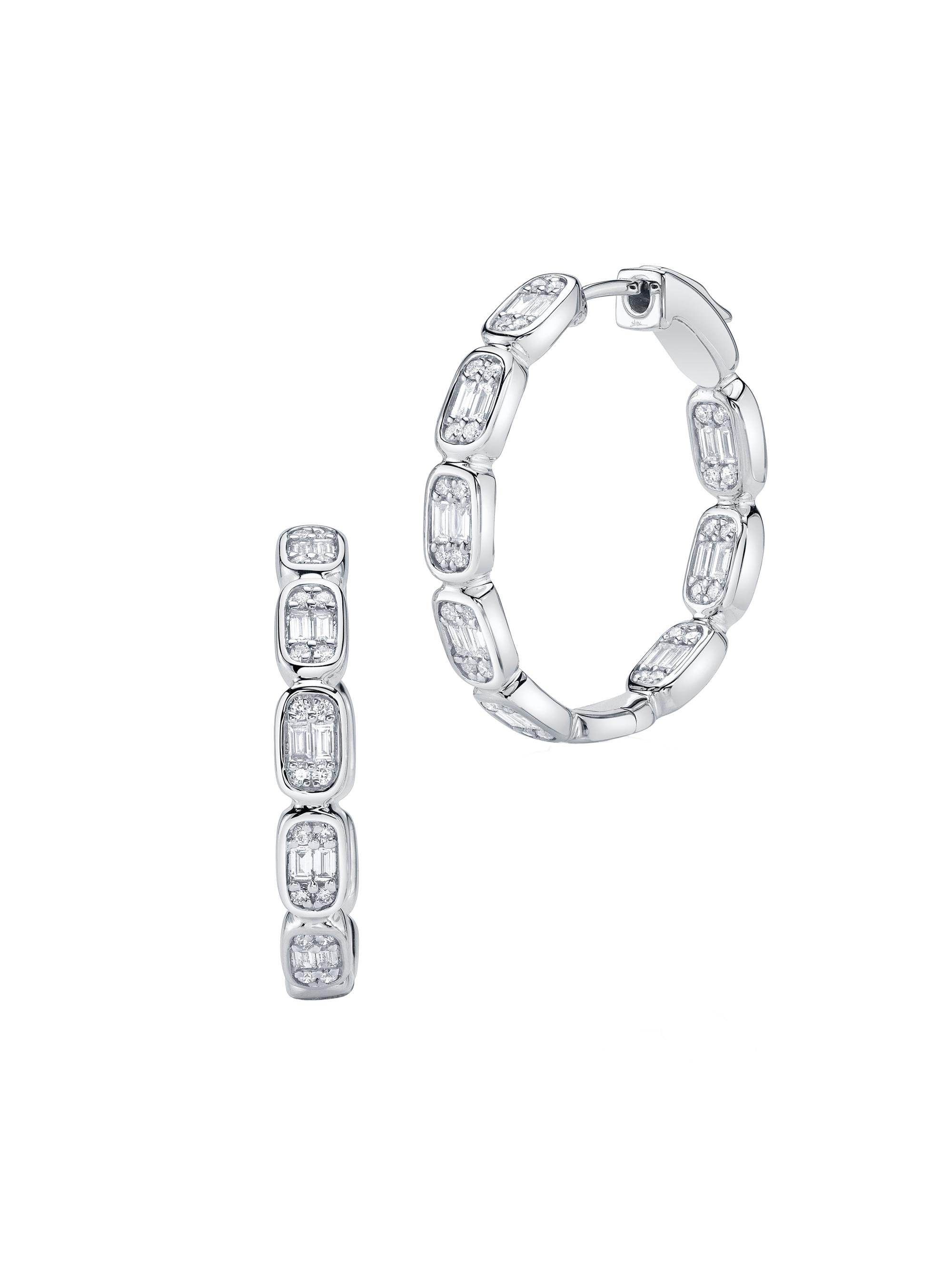 Shy Creation Women's Aleera 14K White Gold & 0.90 TCW Diamond Hoop Earrings - White Gold