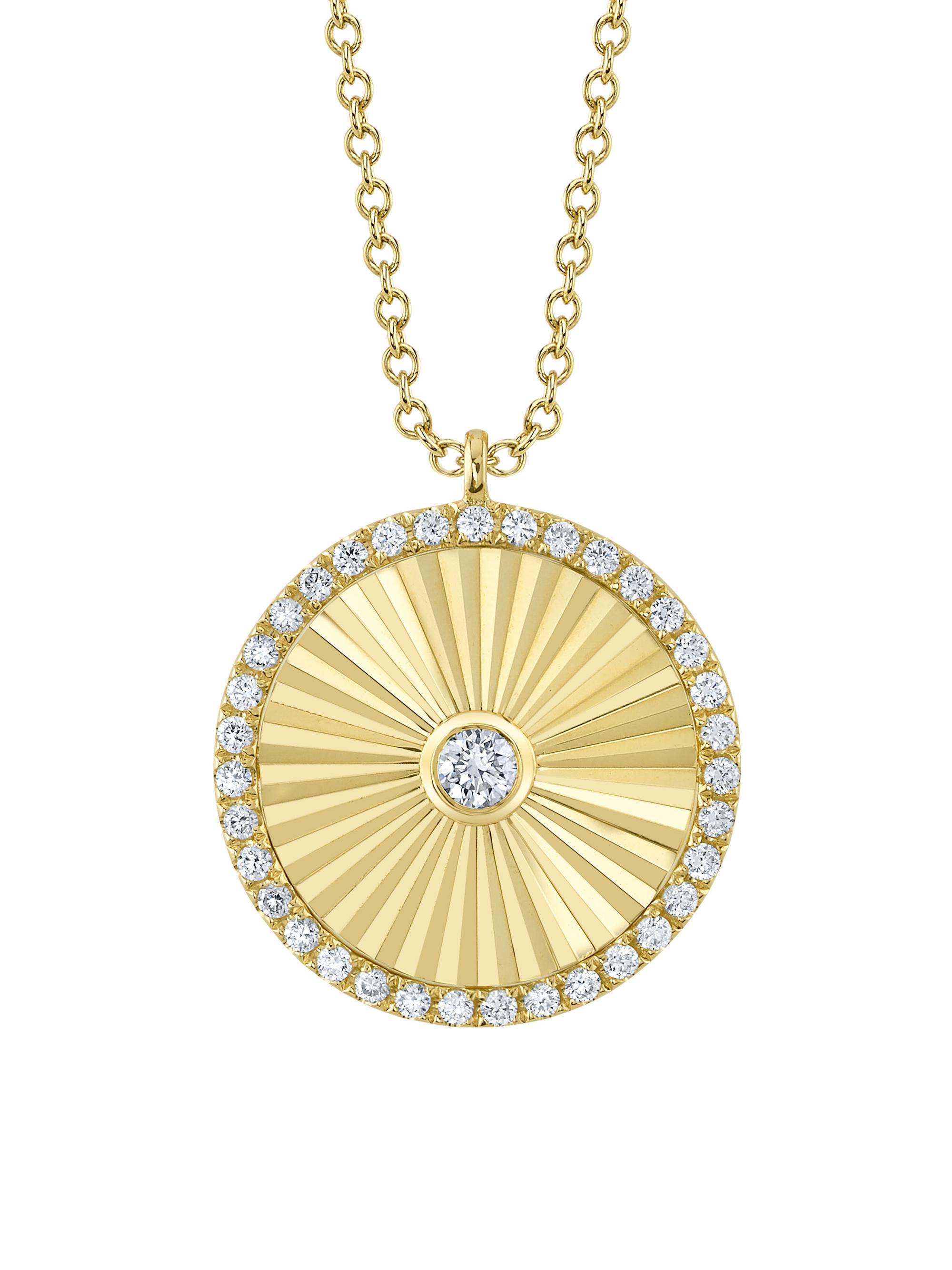 Shy Creation Women's Kate 14K Yellow Gold & 0.32 TCW Diamond Circle Pendant Necklace - Yellow Gold