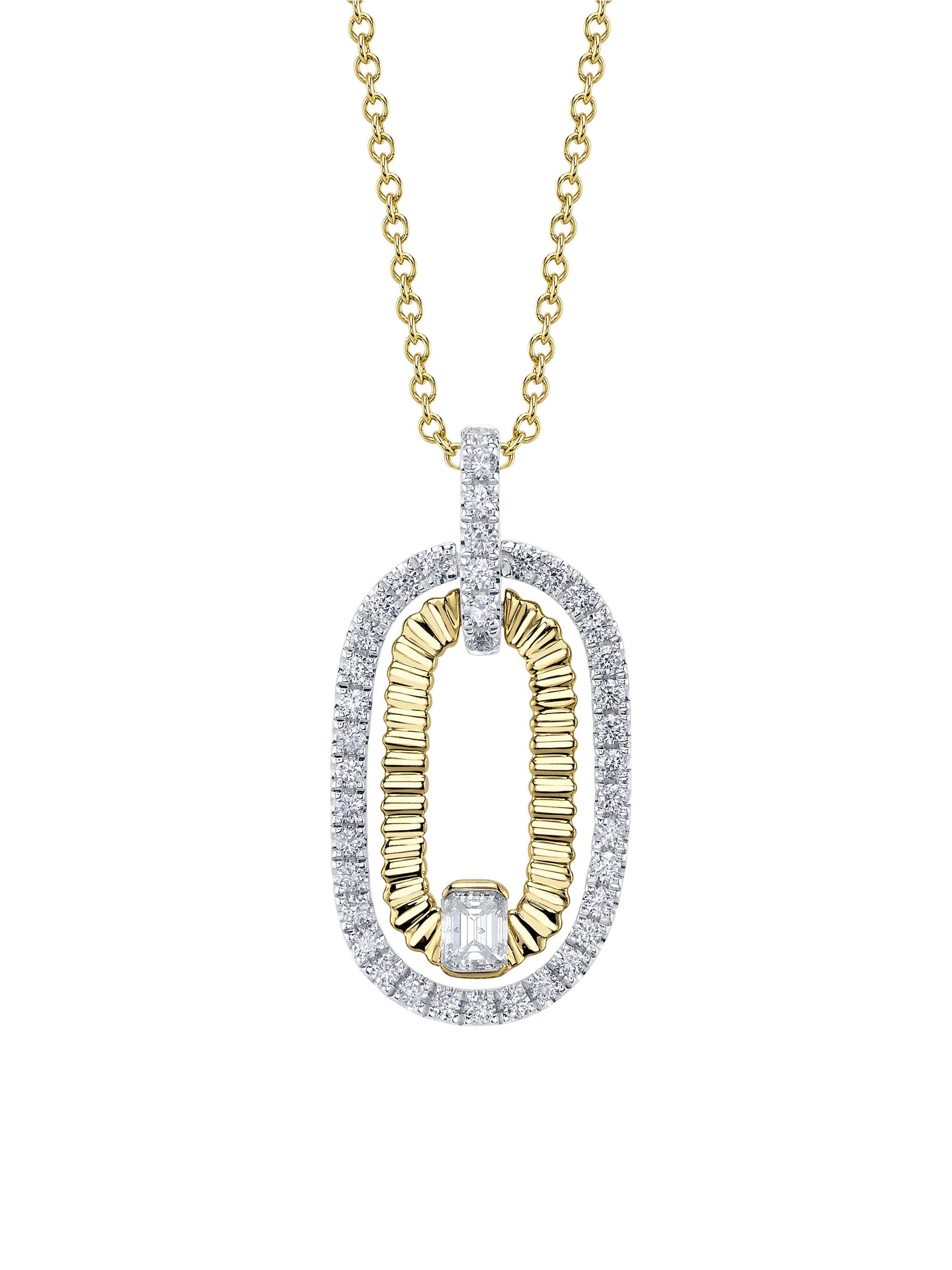 Shy Creation Women's Kate Two-Tone 14K Gold & 0.46 TCW Diamond Oval Pendant Necklace - Yellow Gold