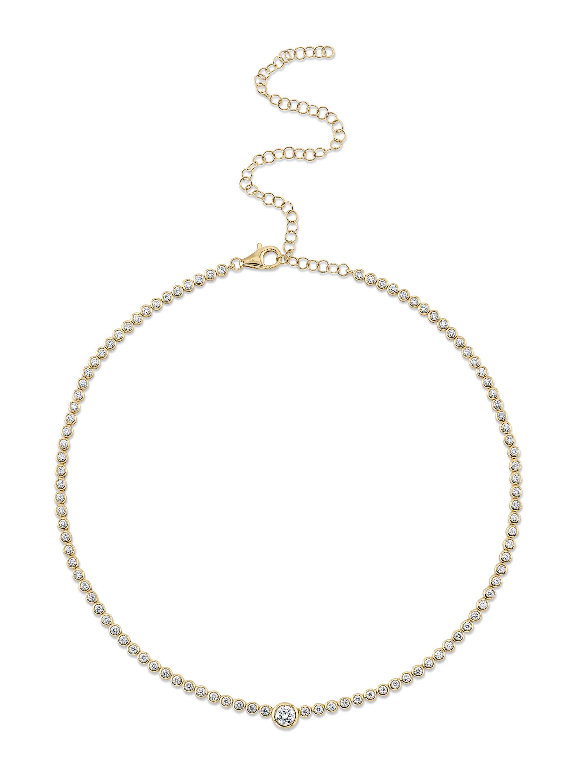 Shy Creation Women's Bailey 14K Yellow Gold & 2.89 TCW Diamond Bezel Tennis Necklace - Yellow Gold