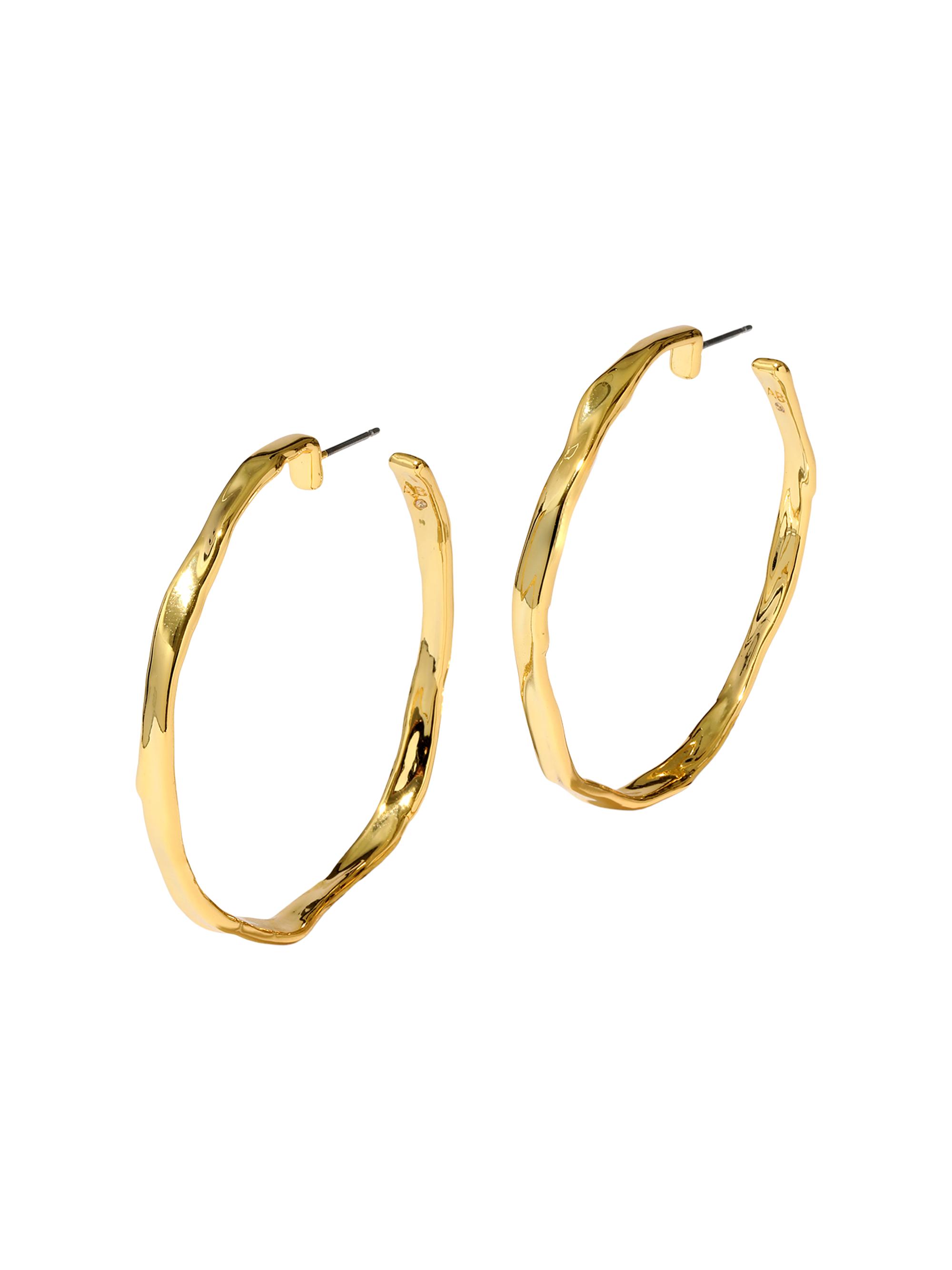 Alexis Bittar Women's Brut 14K-Gold-Plated Skinny Hoop Earrings - Gold