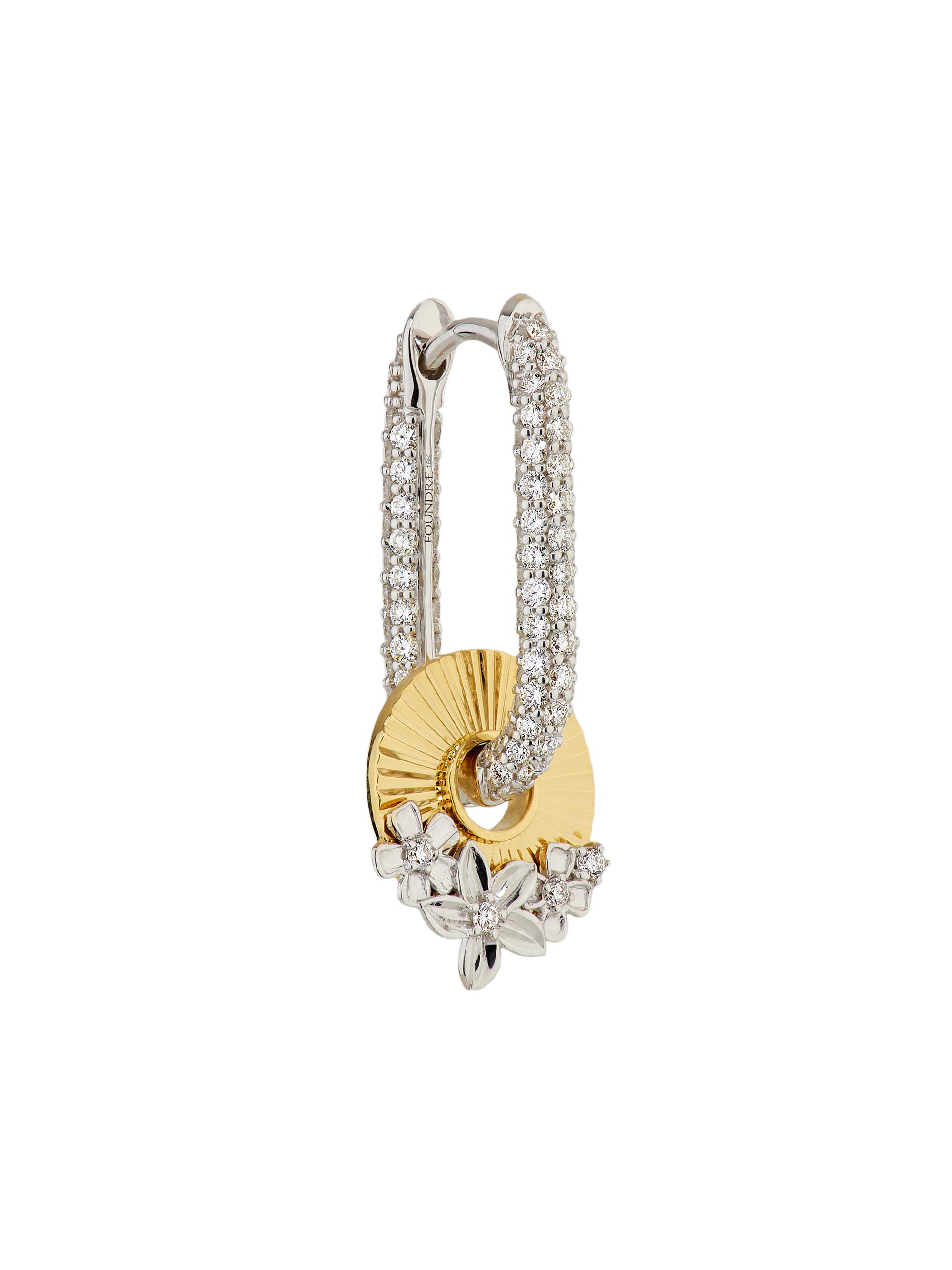 Resilience Two-Tone 18K Gold & 0.02 TCW Diamond Single Fob Earring