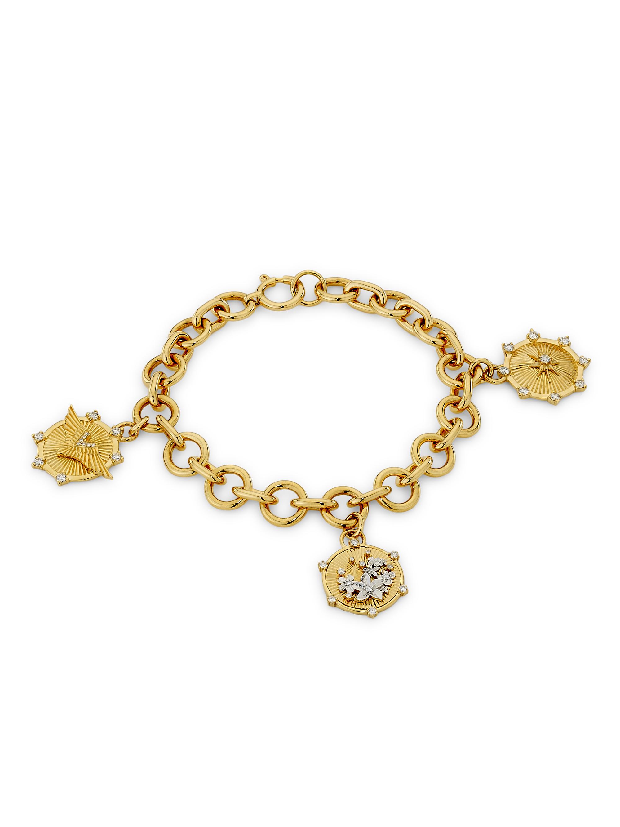 Resilience Two-Tone 18K Gold & 0.49 TCW Diamond Charm Bracelet