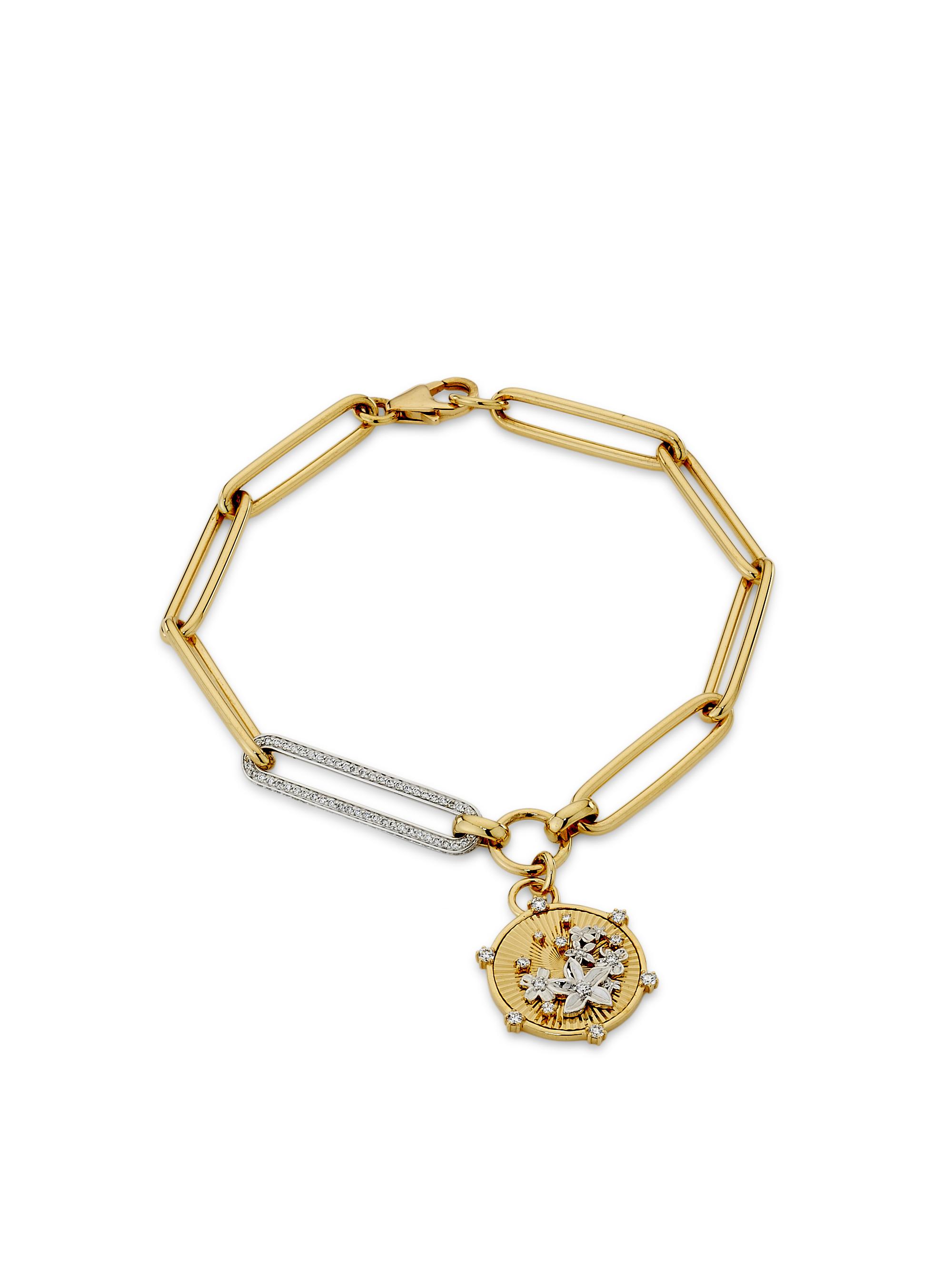 Foundrae Women's Resilience Two-Tone 18K Gold & 0.15 TCW Diamond Charm Bracelet - Yellow Gold
