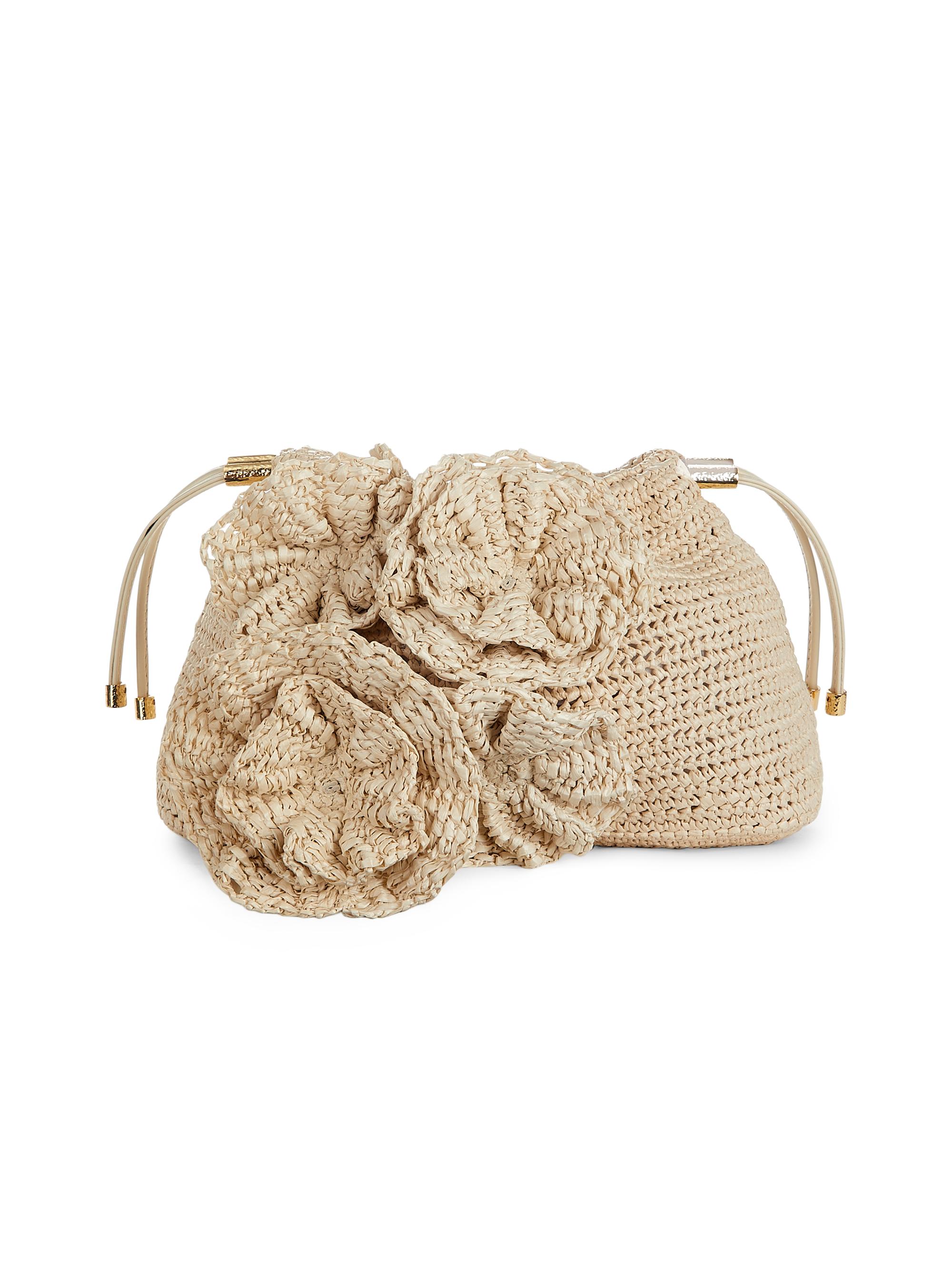 Ulla Johnson Women's Lali Floral Woven Pouch - Cowrie