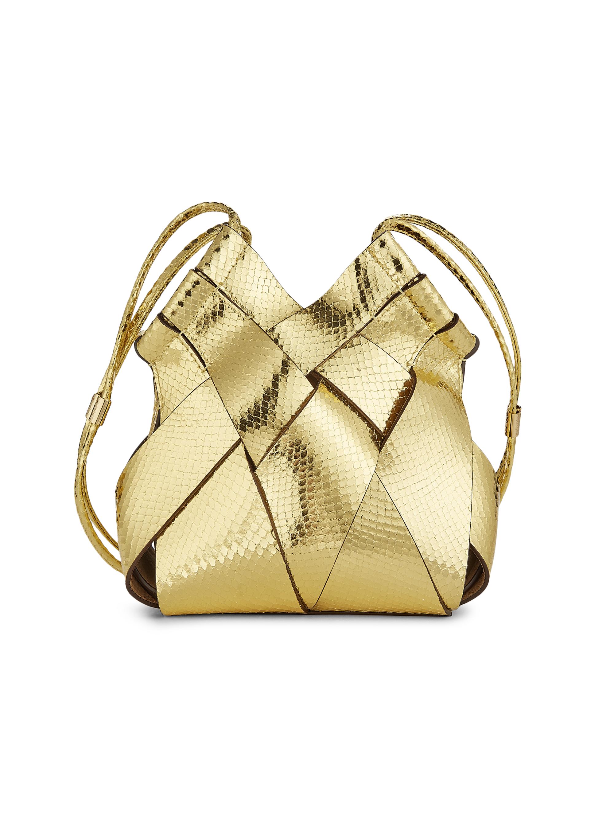 Ulla Johnson Women's Charlotte Metallic Snakeskin Embossed Leather Crossbody Bag - Gilt