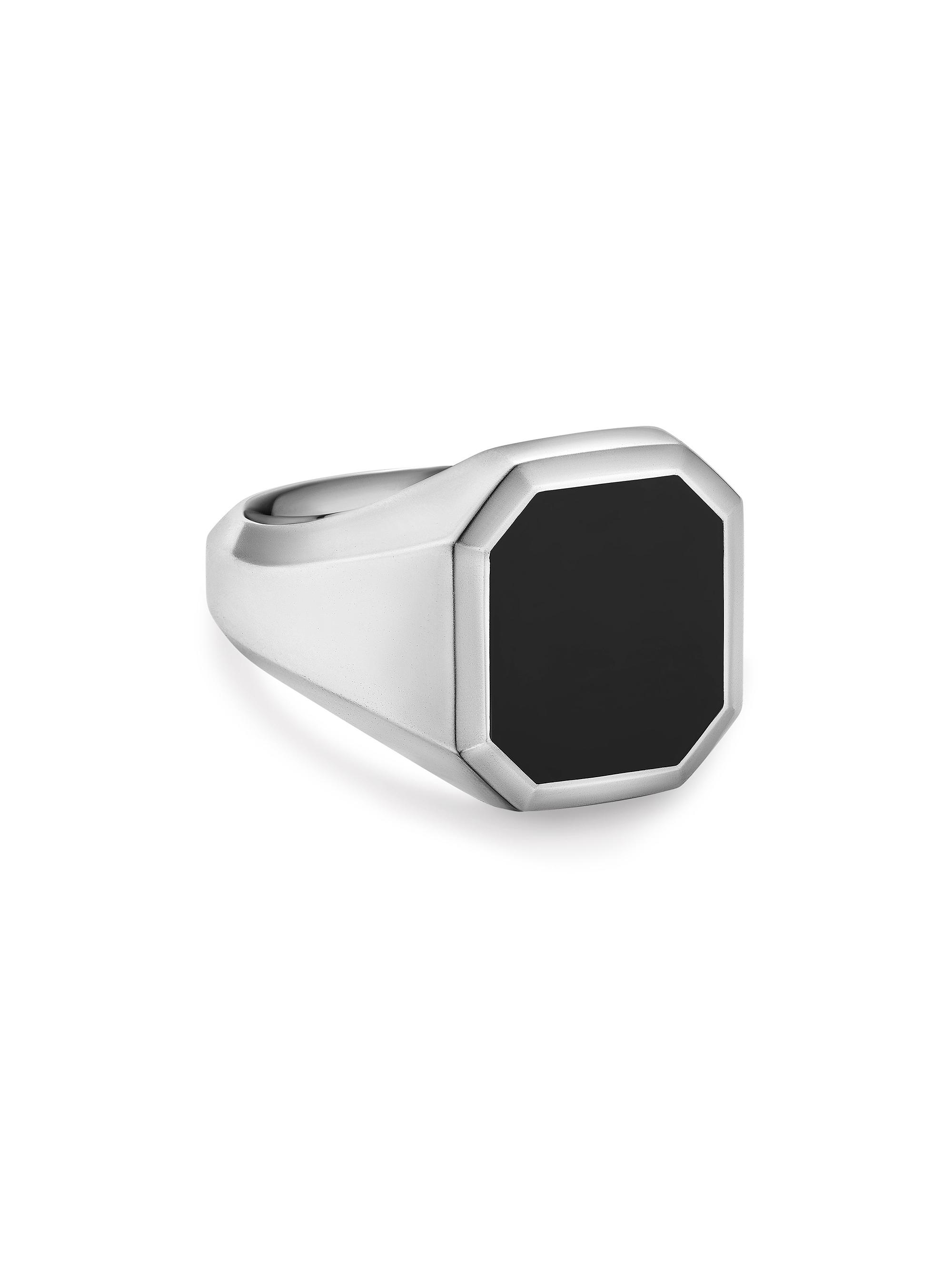 David Yurman Men's Streamline Signet Ring in Sterling Silver - Black Onyx