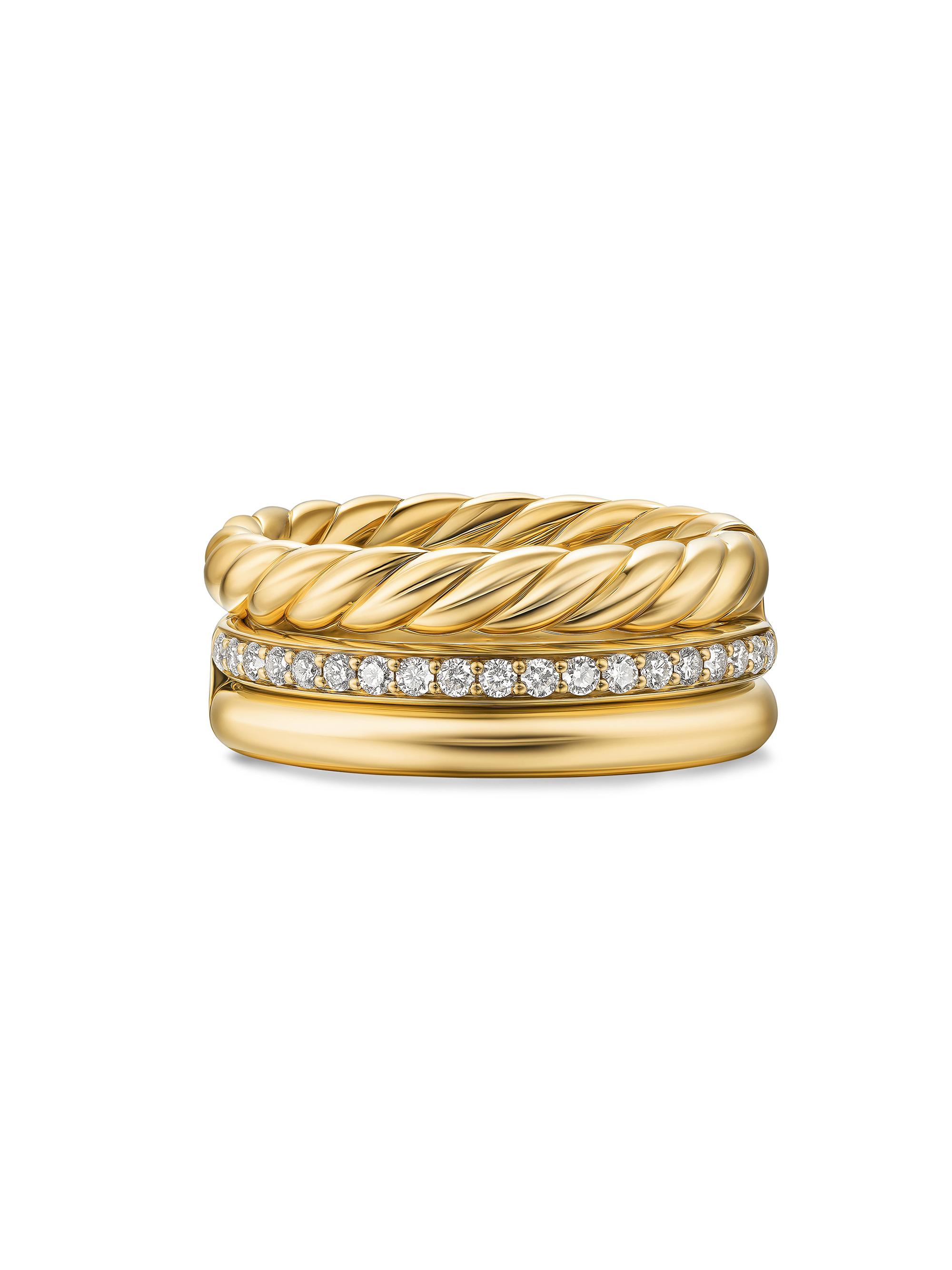 David Yurman Women's DY Mercer Three Row Ring in 18K Yellow Gold - Gold