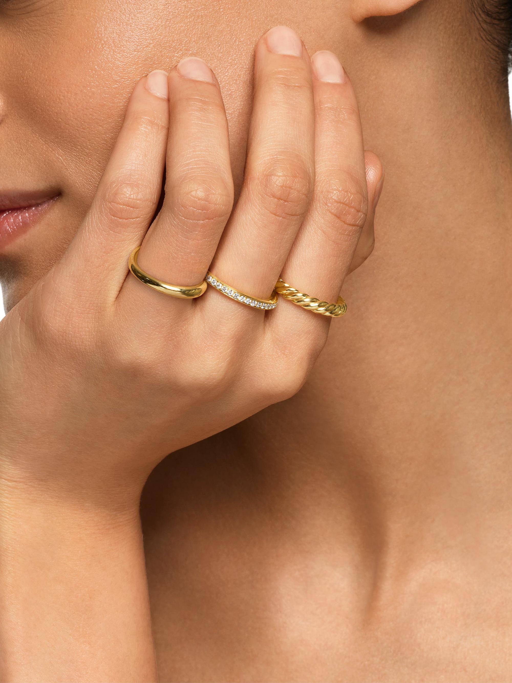 SIRISIR　Double Ring SUGAR CUBE　ゴールド　9号 David Yurman DY Mercer Three Row Ring in 18K Yellow Gold | Saks