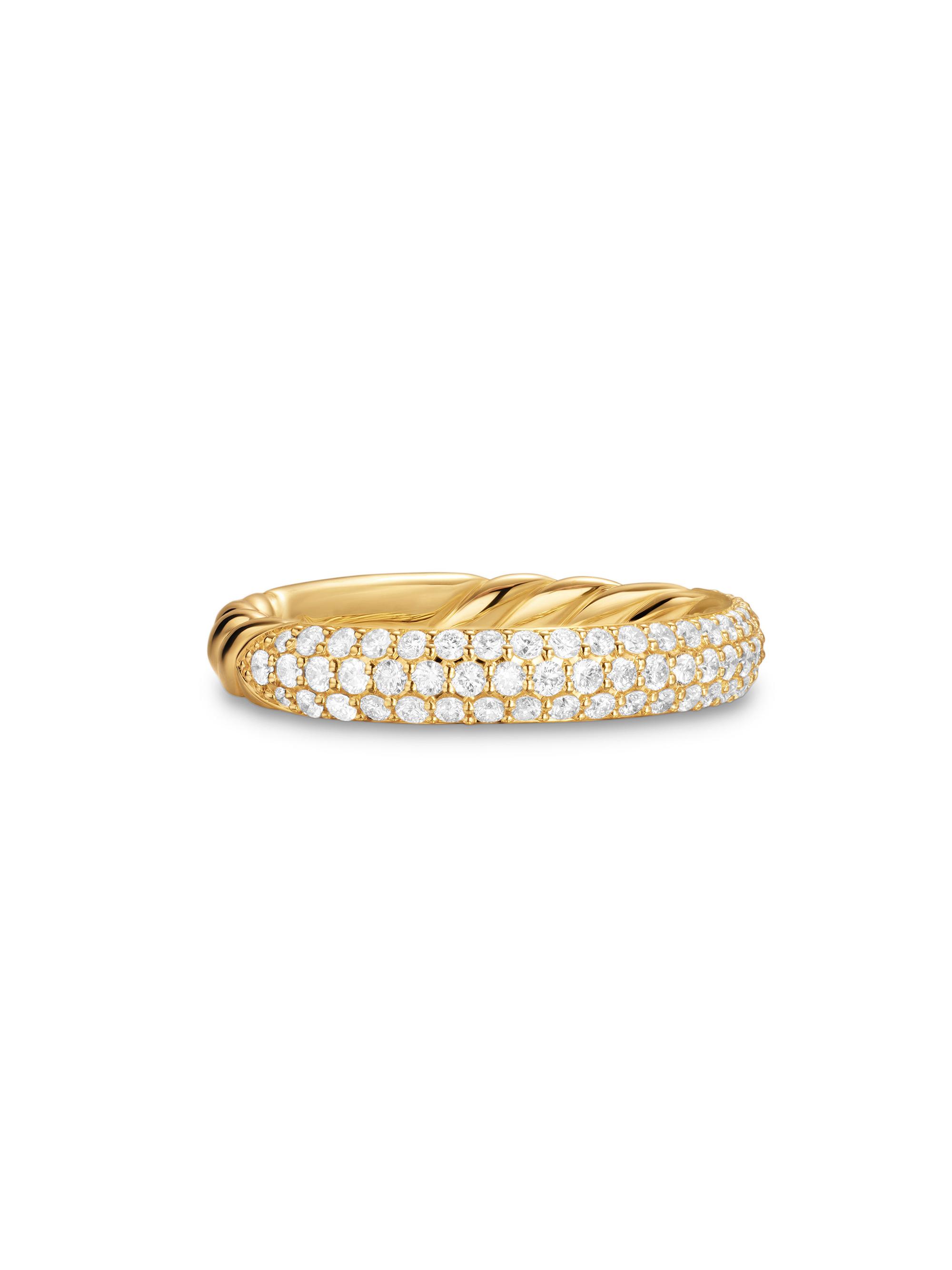David Yurman Women's DY Mercer Pavé Band Ring in 18K Yellow Gold - Gold
