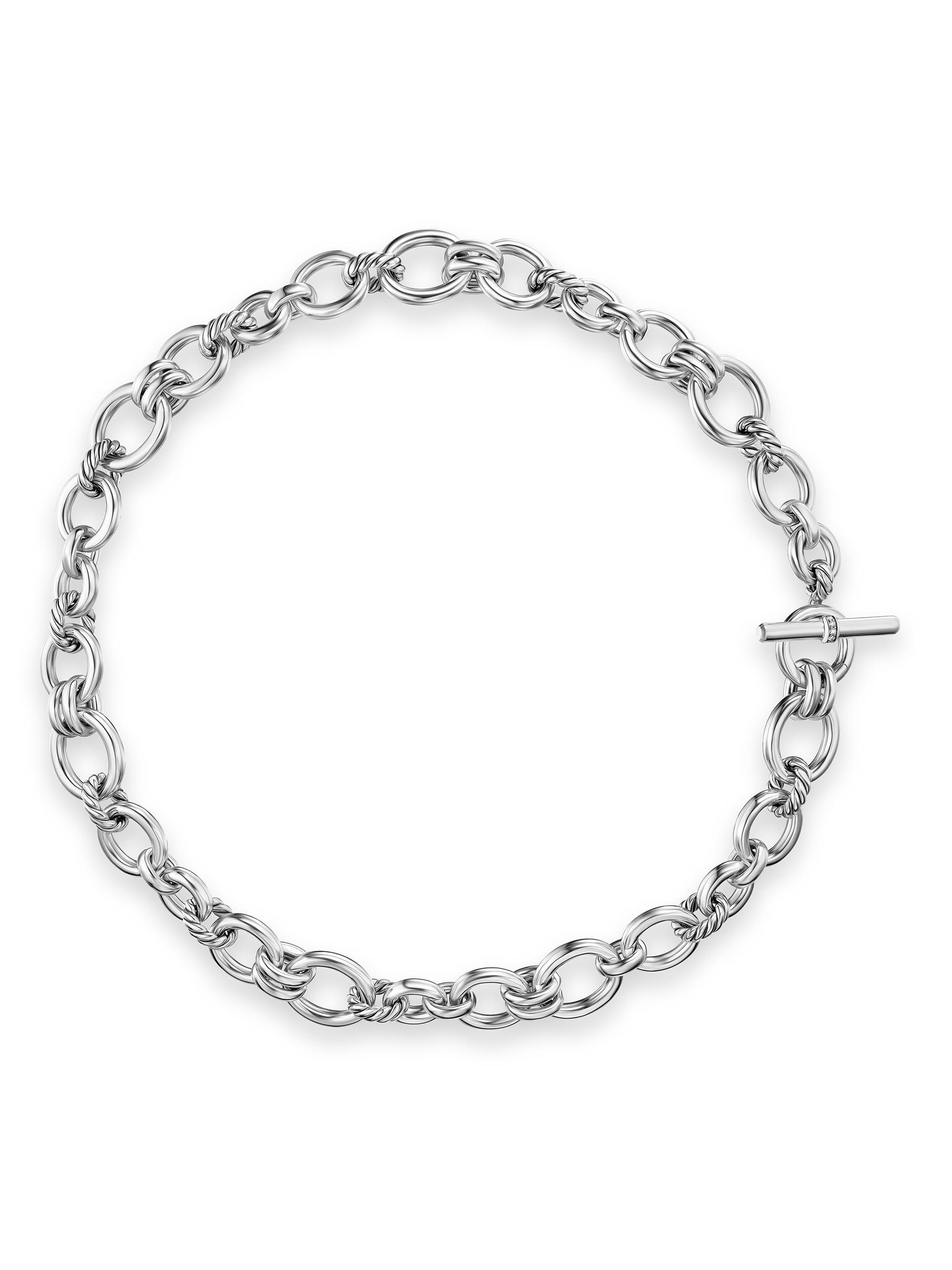 David Yurman Women's DY Mercer Chain Necklace in Sterling Silver - Diamond